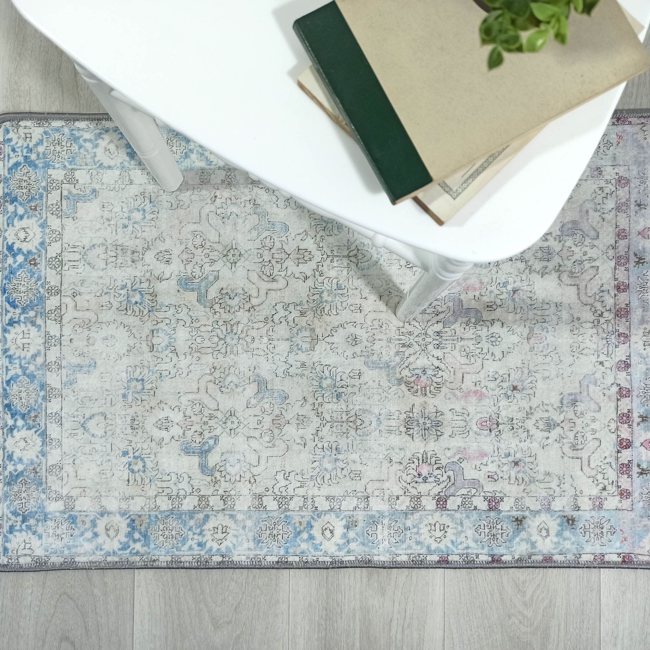 Bowie Neutral Blue Floral Turkish 2x3 Rug