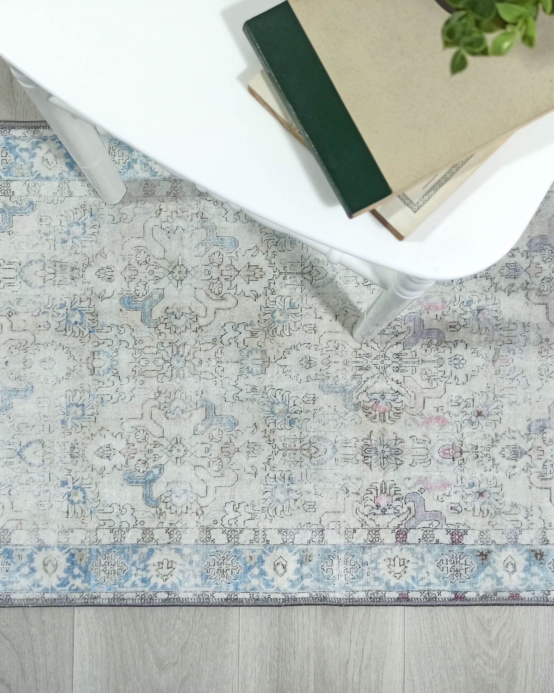 Bowie Neutral Blue Floral Turkish 2x3 Rug
