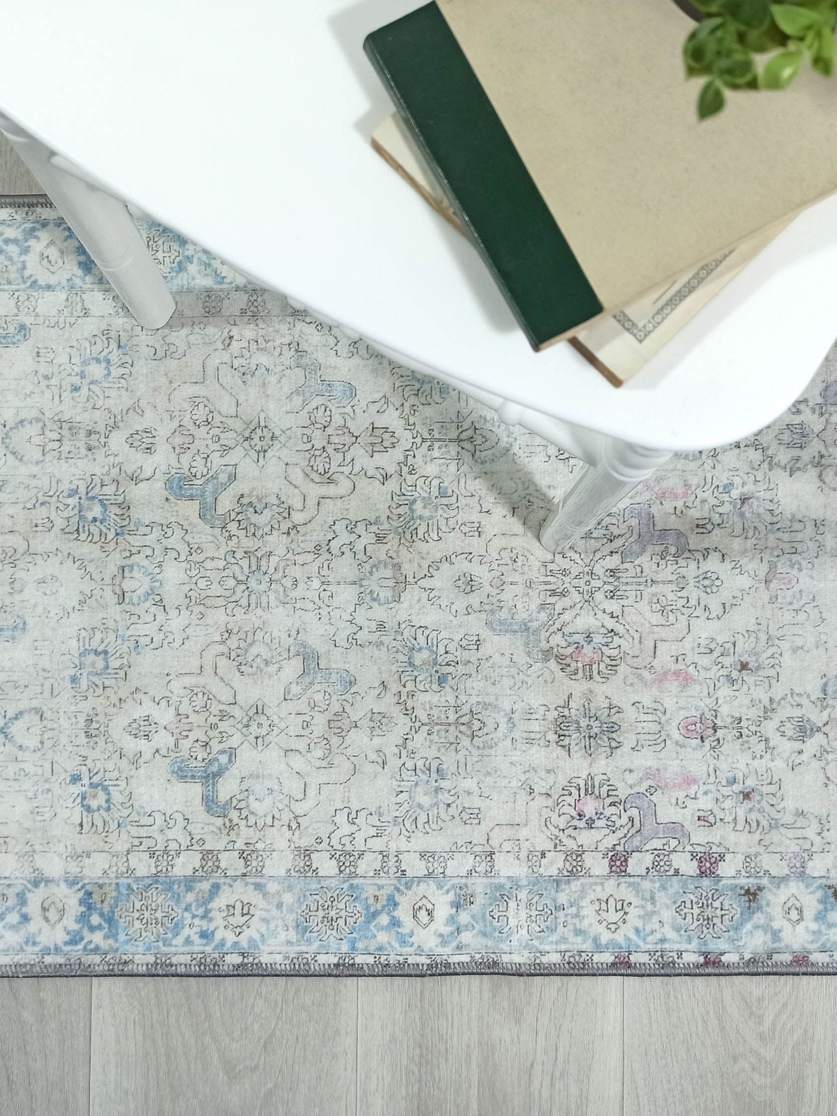 Bowie Neutral Blue Floral Turkish 2x3 Rug