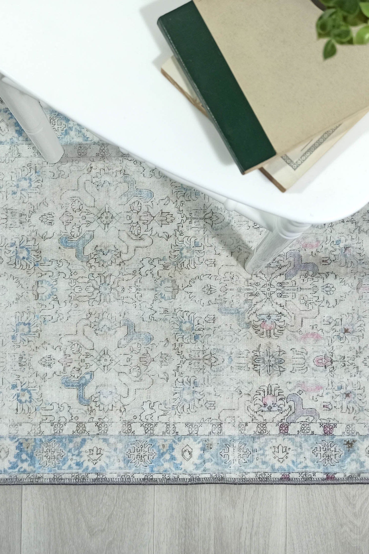 Bowie Neutral Blue Floral Turkish 2x3 Rug