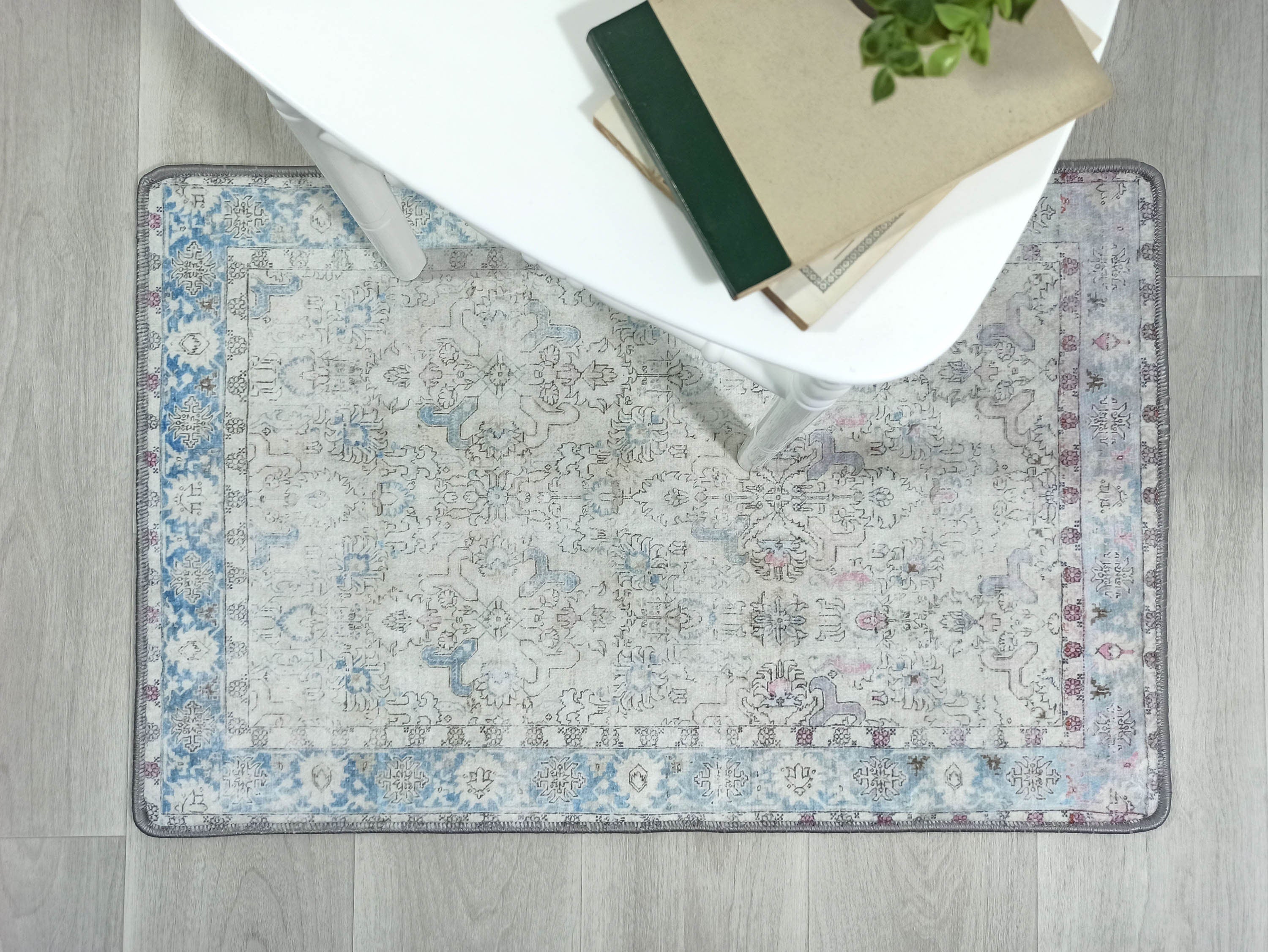 Bowie Neutral Blue Floral Turkish 2x3 Rug