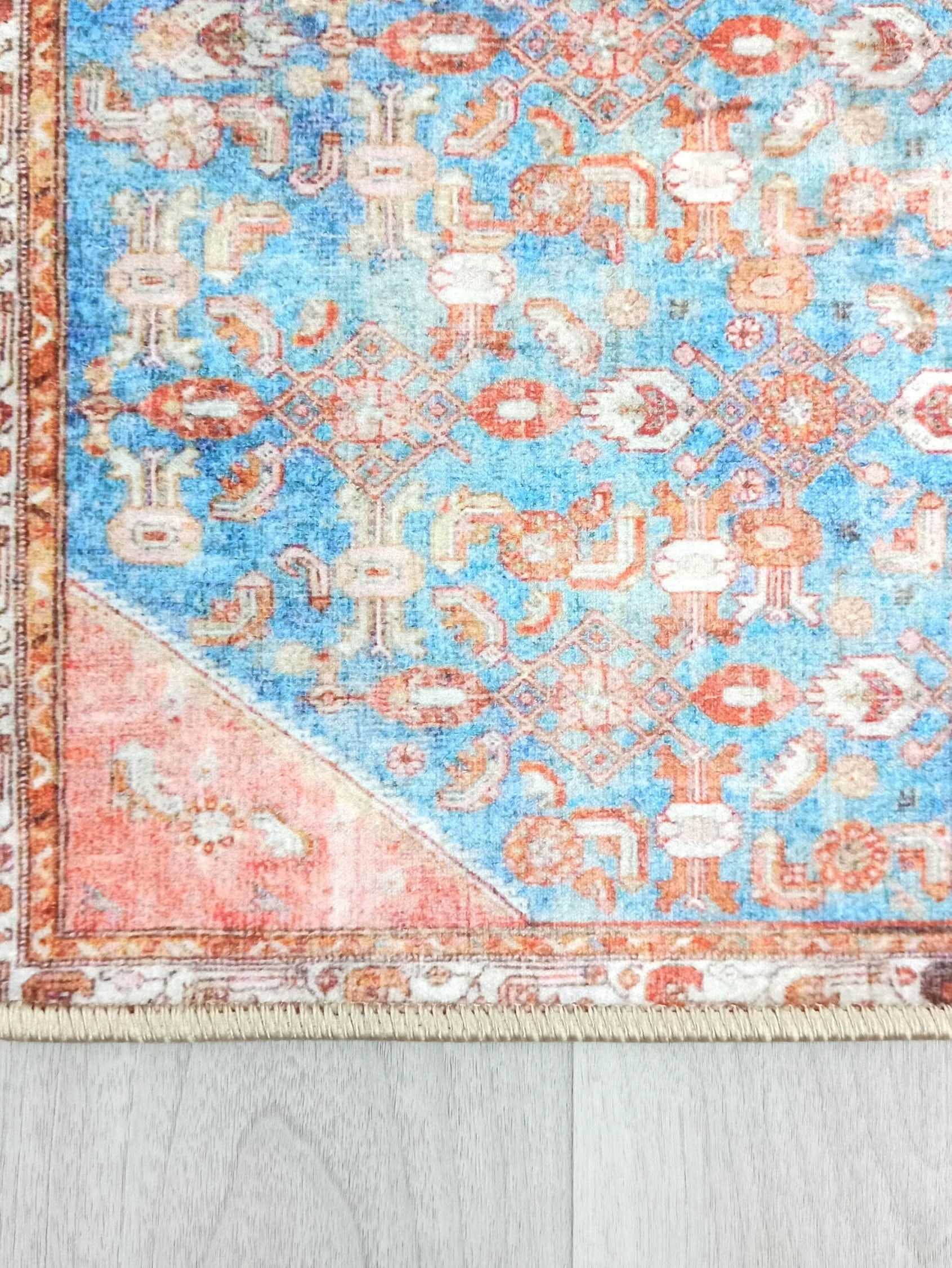 Hosanna Faded Blue Beige Terracotta Persian 2x3 Rug