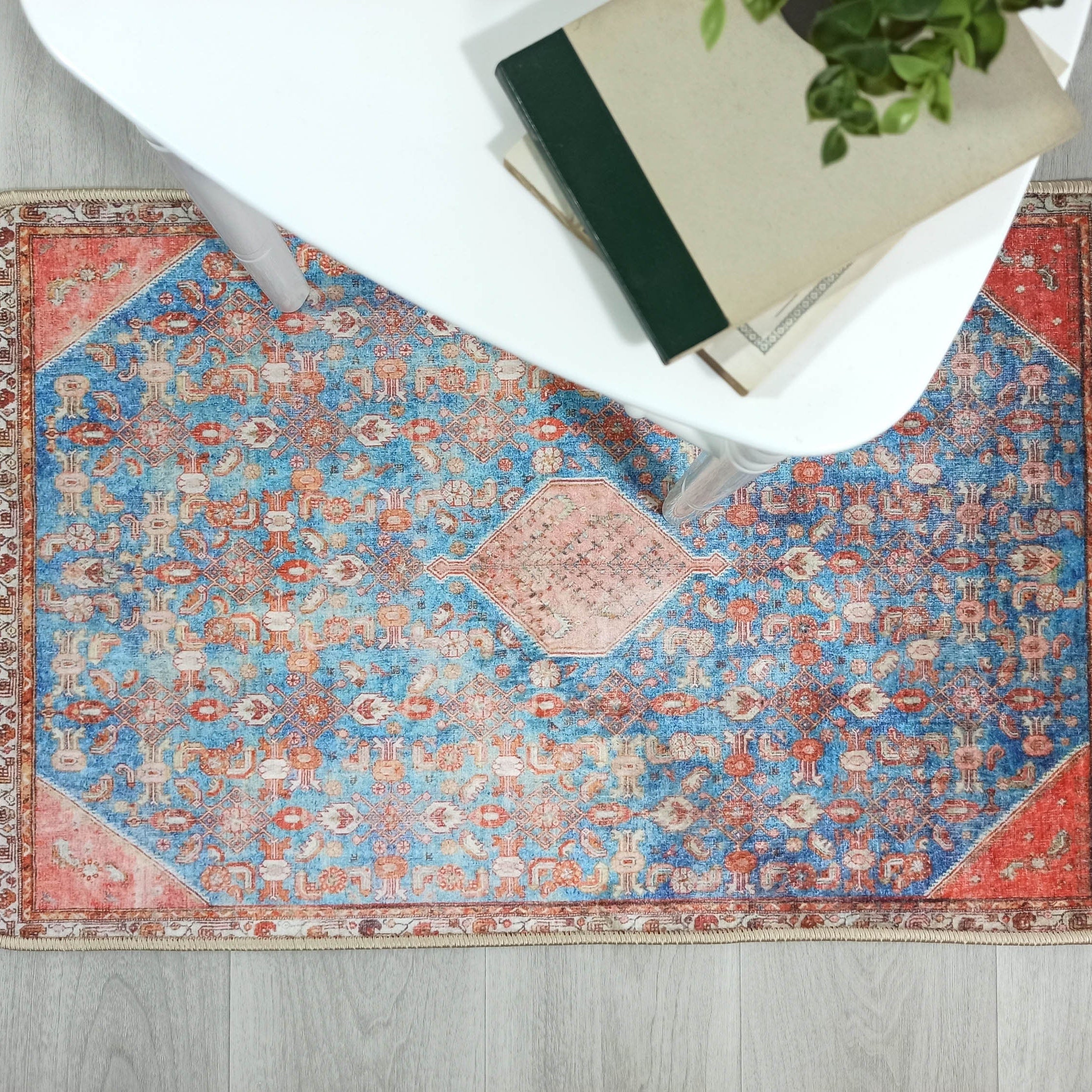 Hosanna Faded Blue Beige Terracotta Persian 2x3 Rug