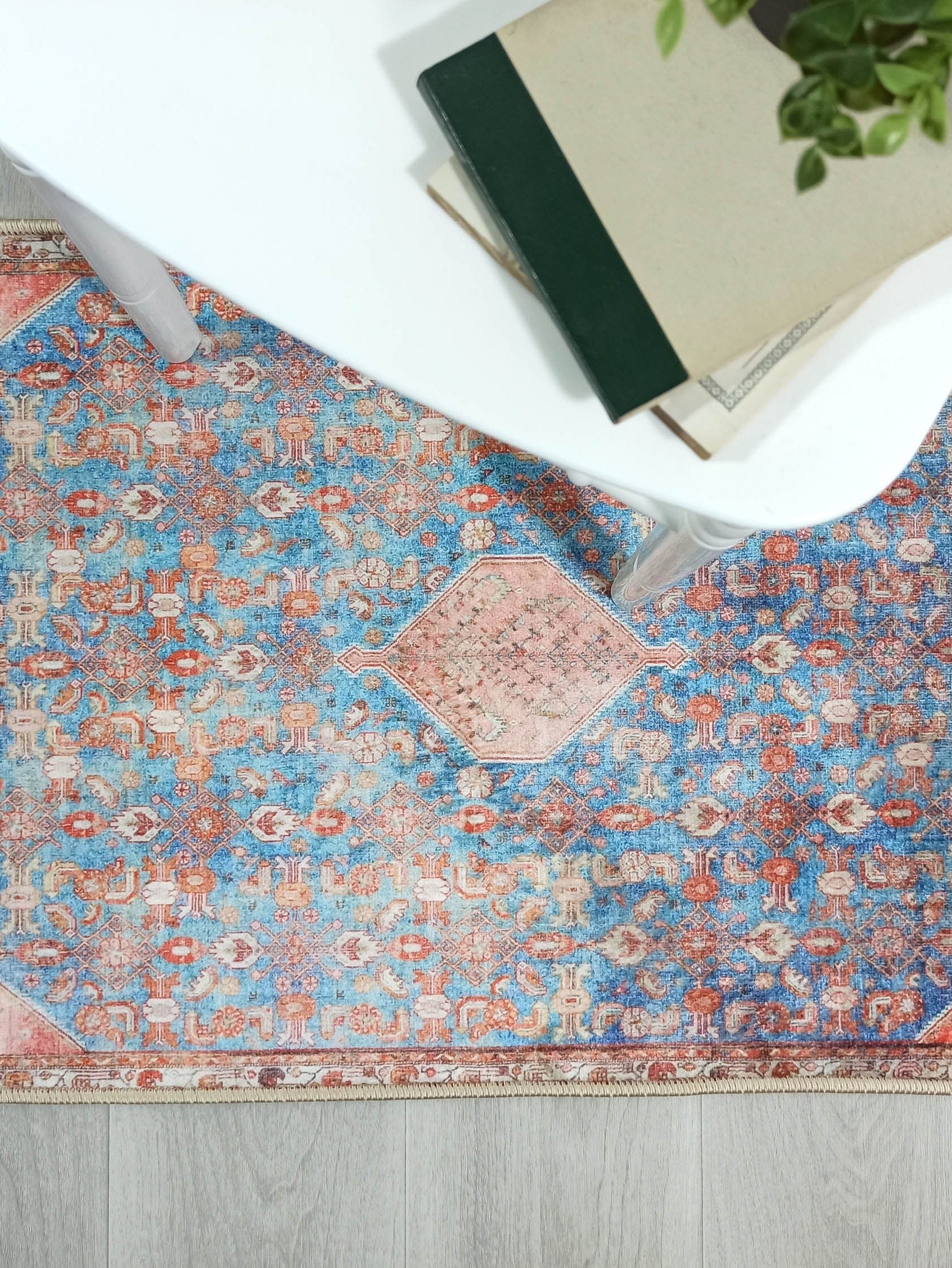 Hosanna Faded Blue Beige Terracotta Persian 2x3 Rug