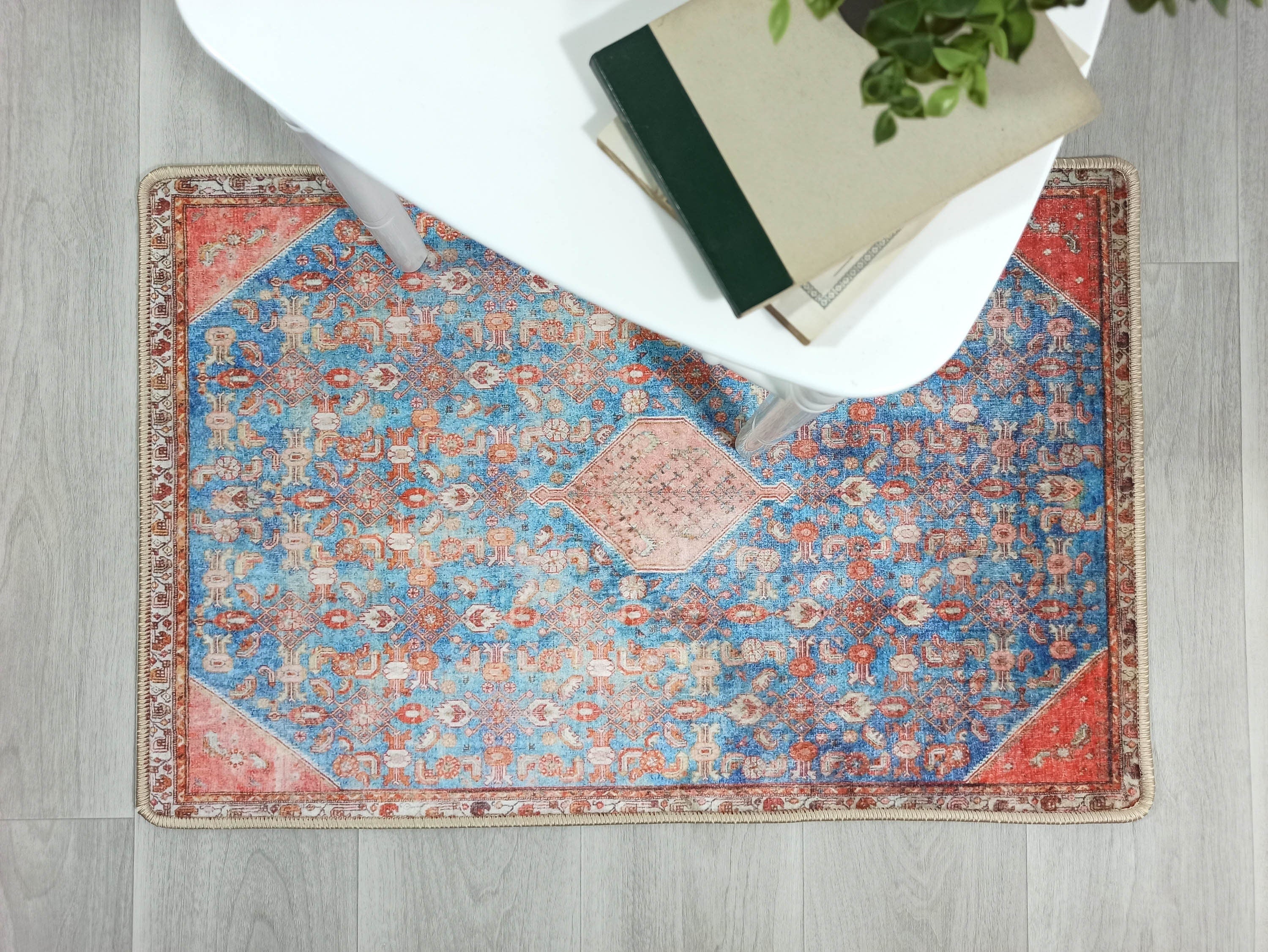 Hosanna Faded Blue Beige Terracotta Persian 2x3 Rug