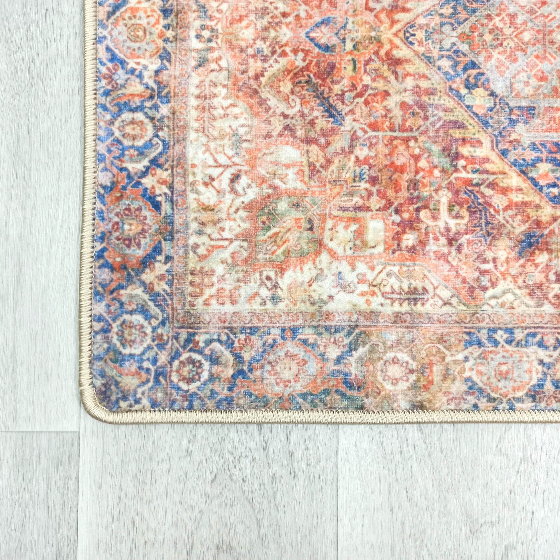 Nayeli Red Terracotta Blue Vintage Persian 2x3 Rug