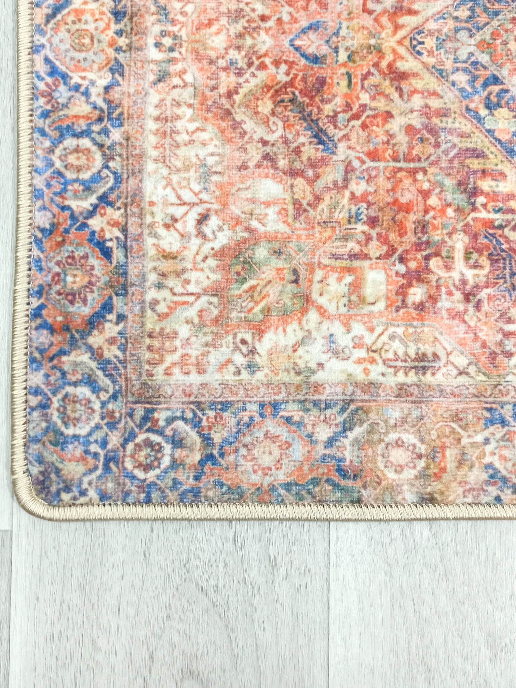 Nayeli Red Terracotta Blue Vintage Persian 2x3 Rug
