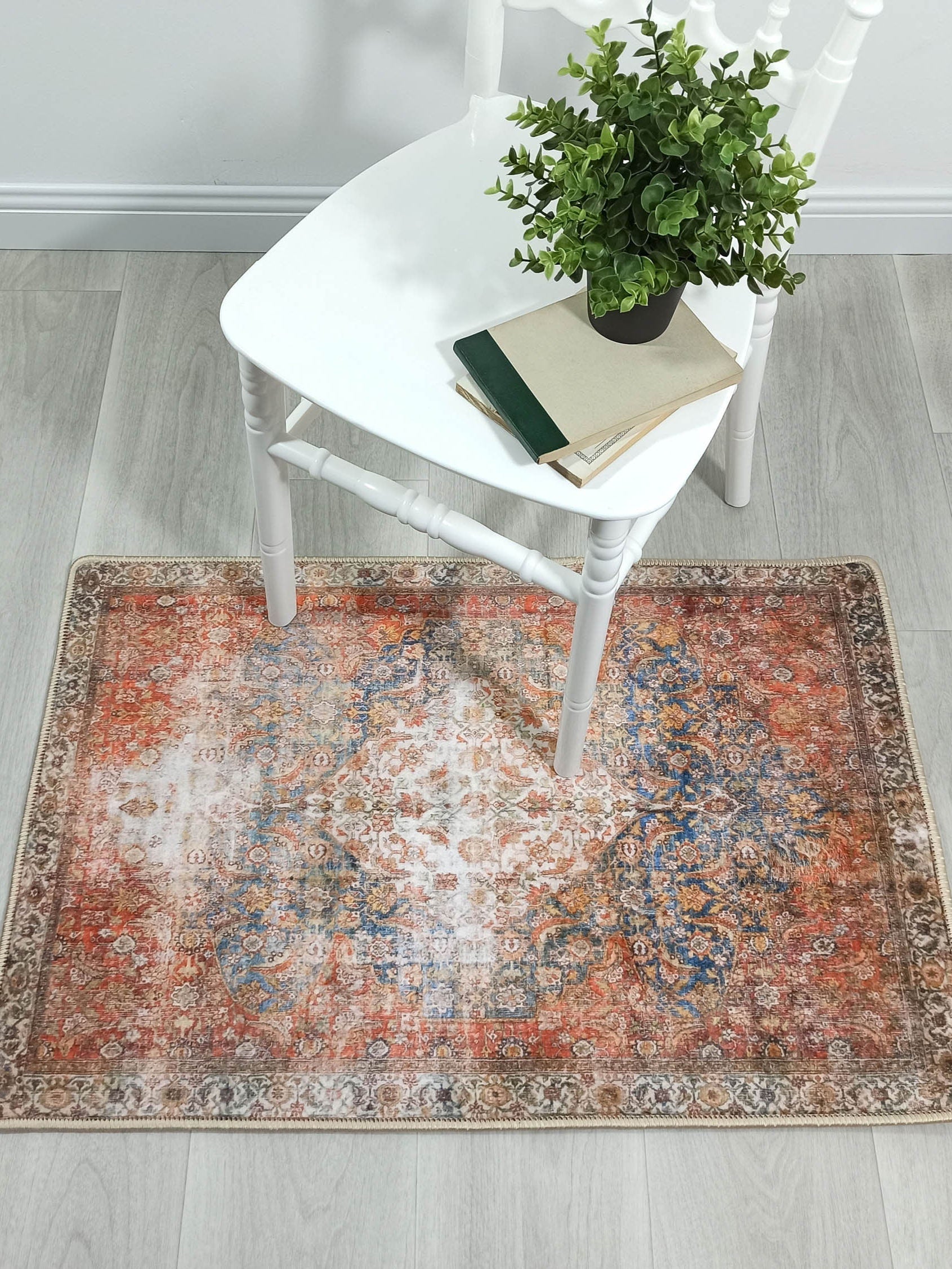 Lexa Terracotta Blue Oriental Persian 2x3 Rug