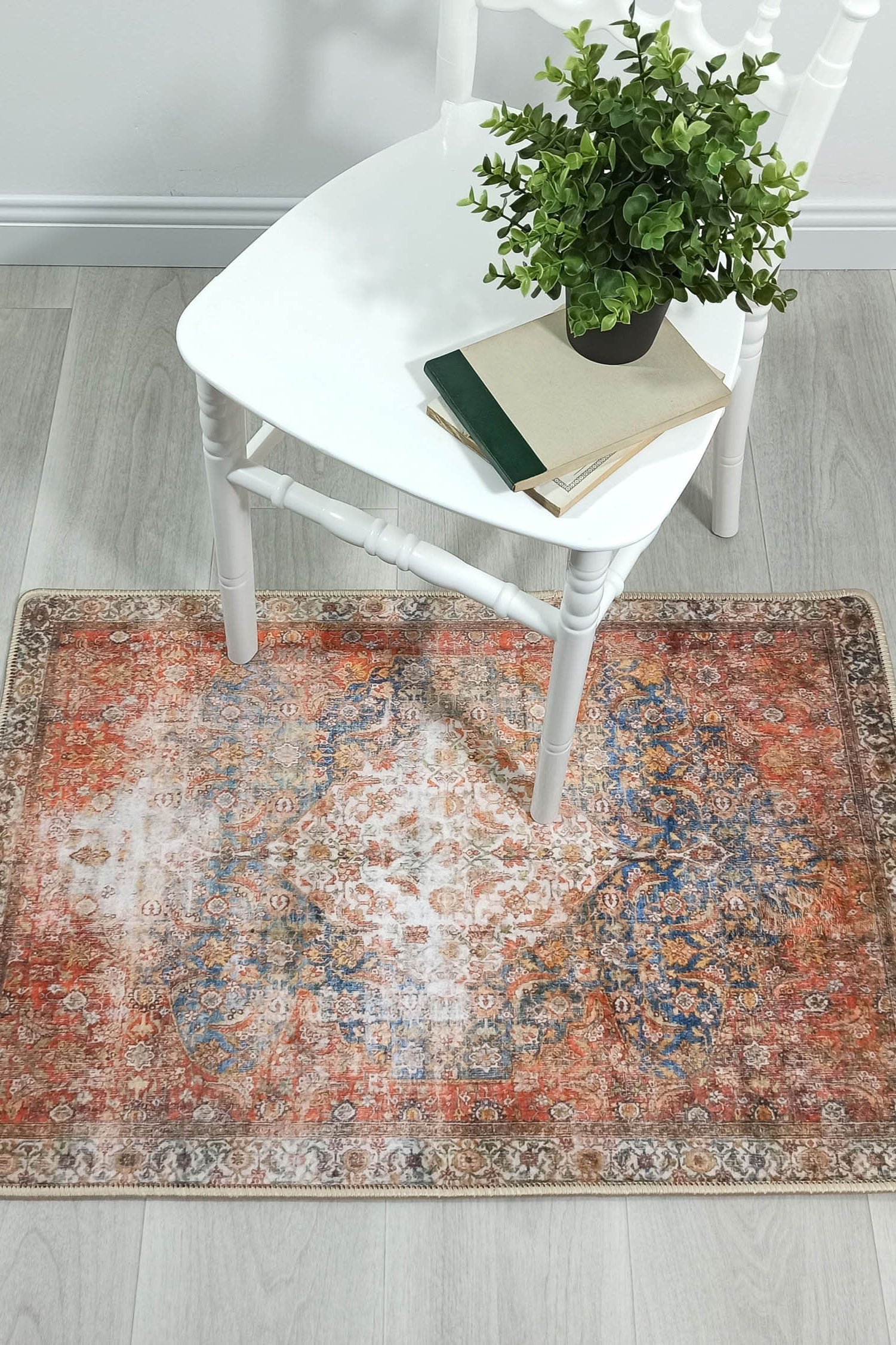 Lexa Terracotta Blue Oriental Persian 2x3 Rug
