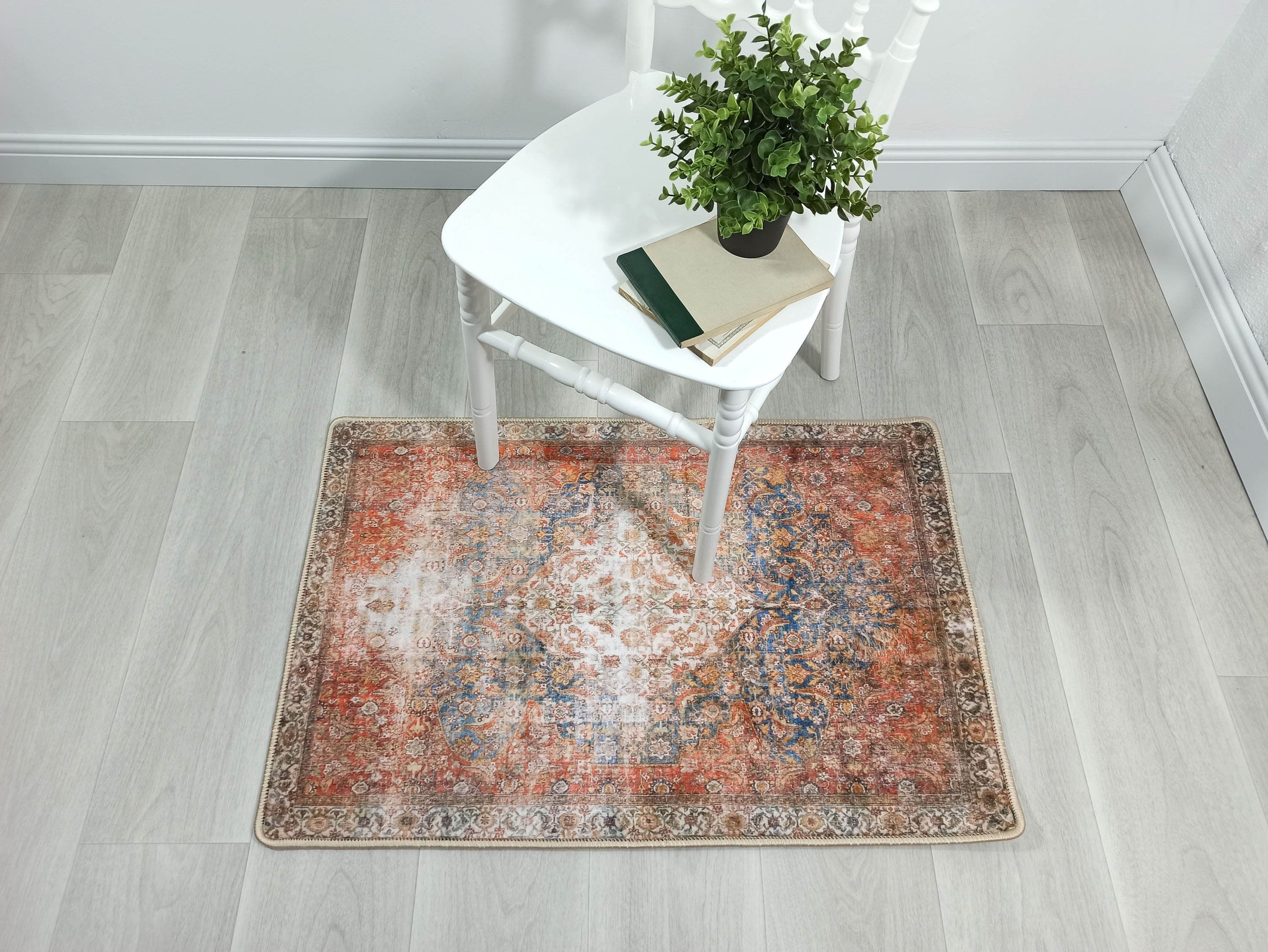 Lexa Terracotta Blue Oriental Persian 2x3 Rug