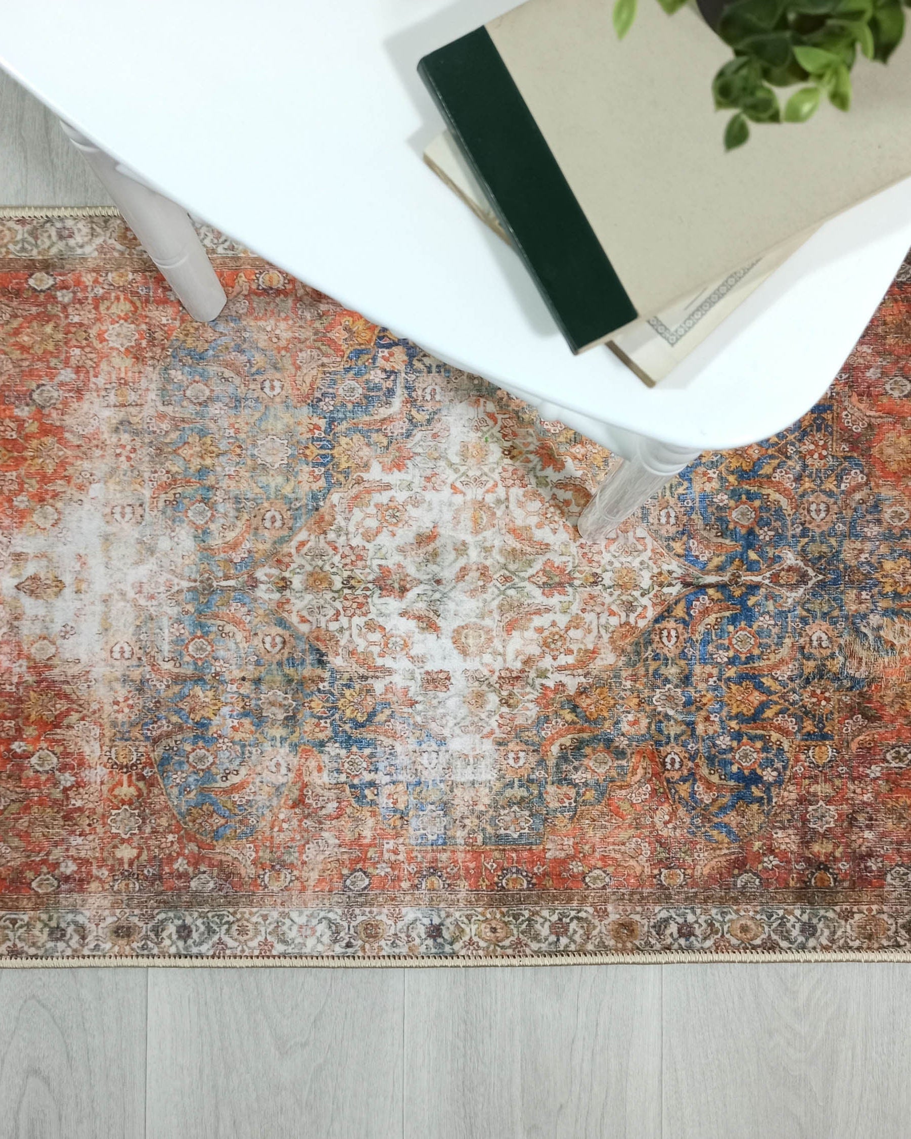 Lexa Terracotta Blue Oriental Persian 2x3 Rug