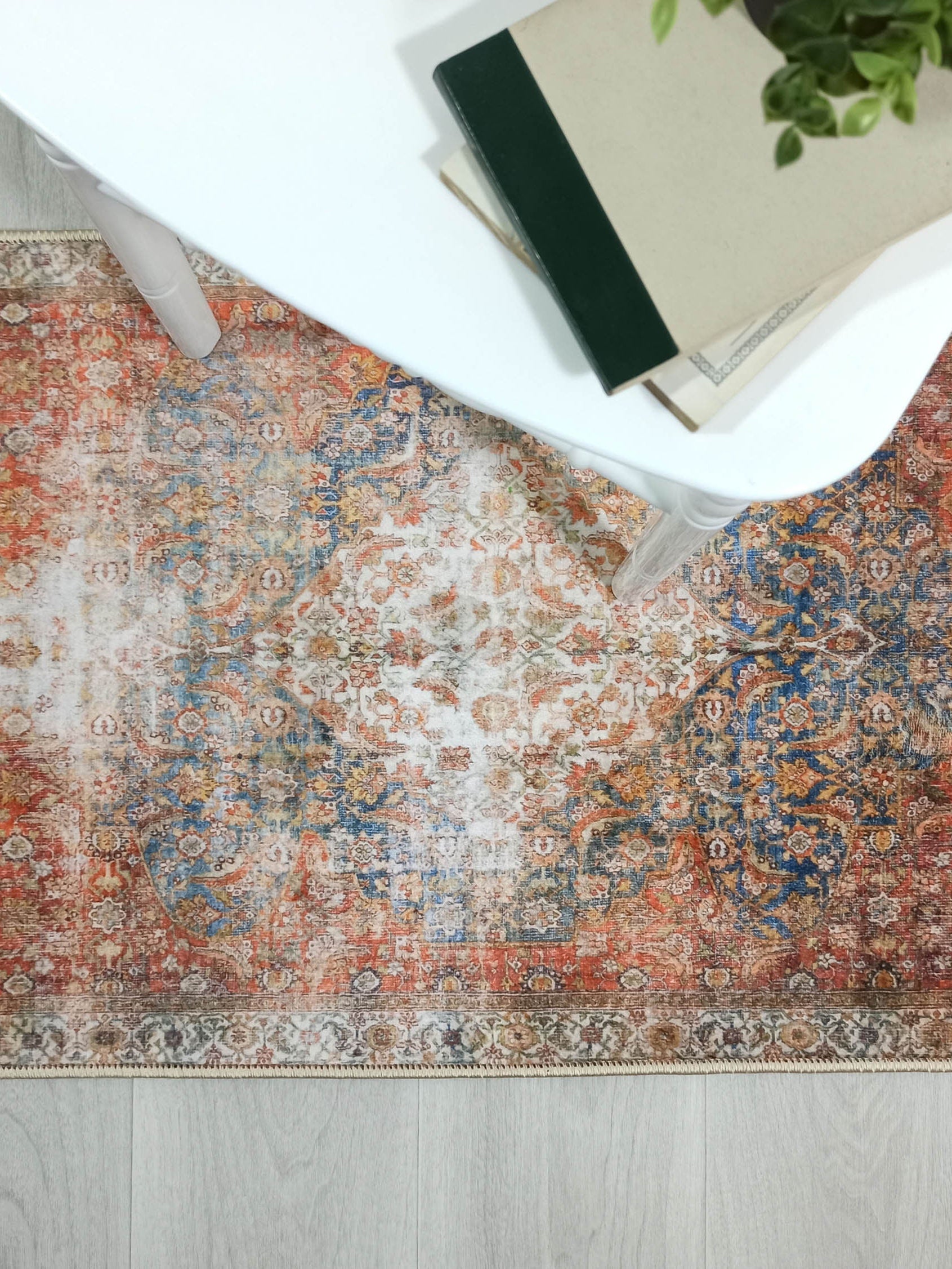 Lexa Terracotta Blue Oriental Persian 2x3 Rug