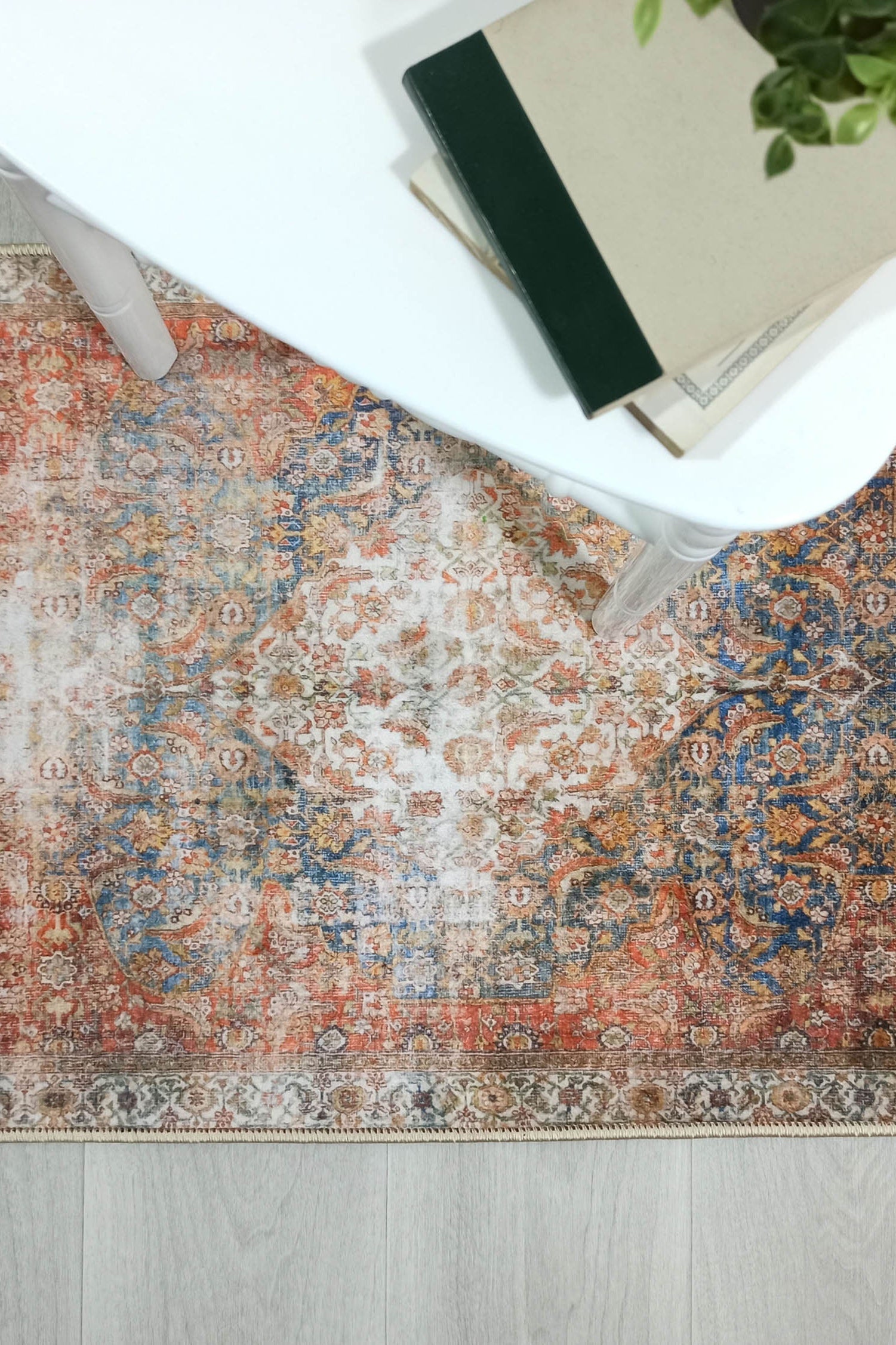 Lexa Terracotta Blue Oriental Persian 2x3 Rug