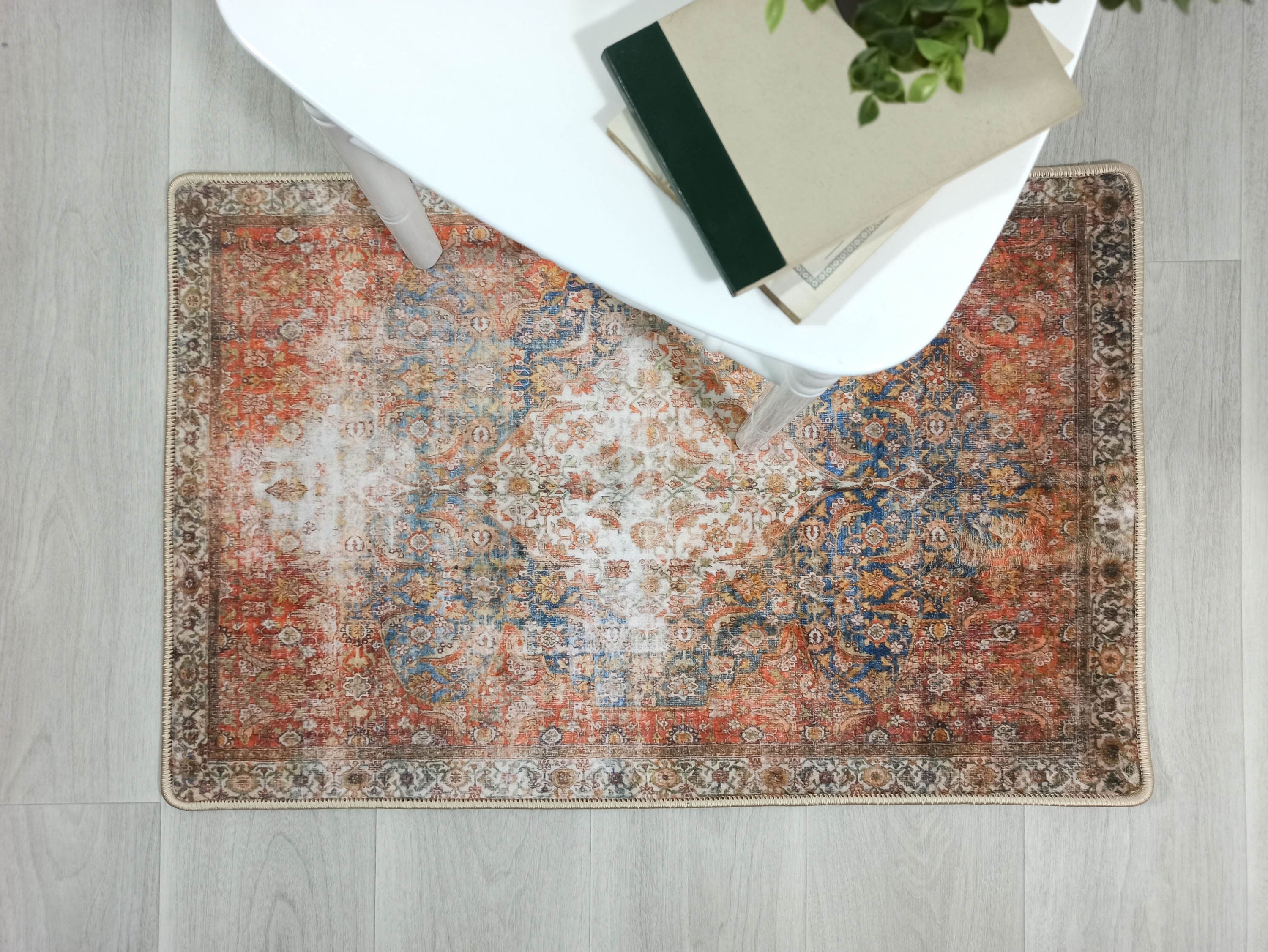 Lexa Terracotta Blue Oriental Persian 2x3 Rug