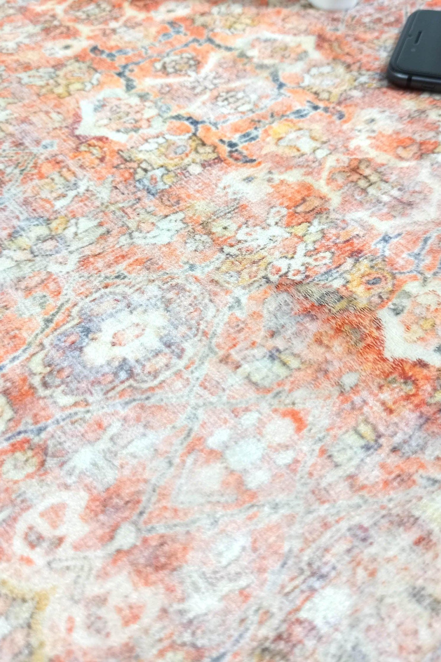 2x3 Persian Rug, Oriental Vintage Orange Terracotta Entryway Bedside Door Floor Mat Safe Non slip Bath Bedroom Kitchen Doormat Boho Soft Rug