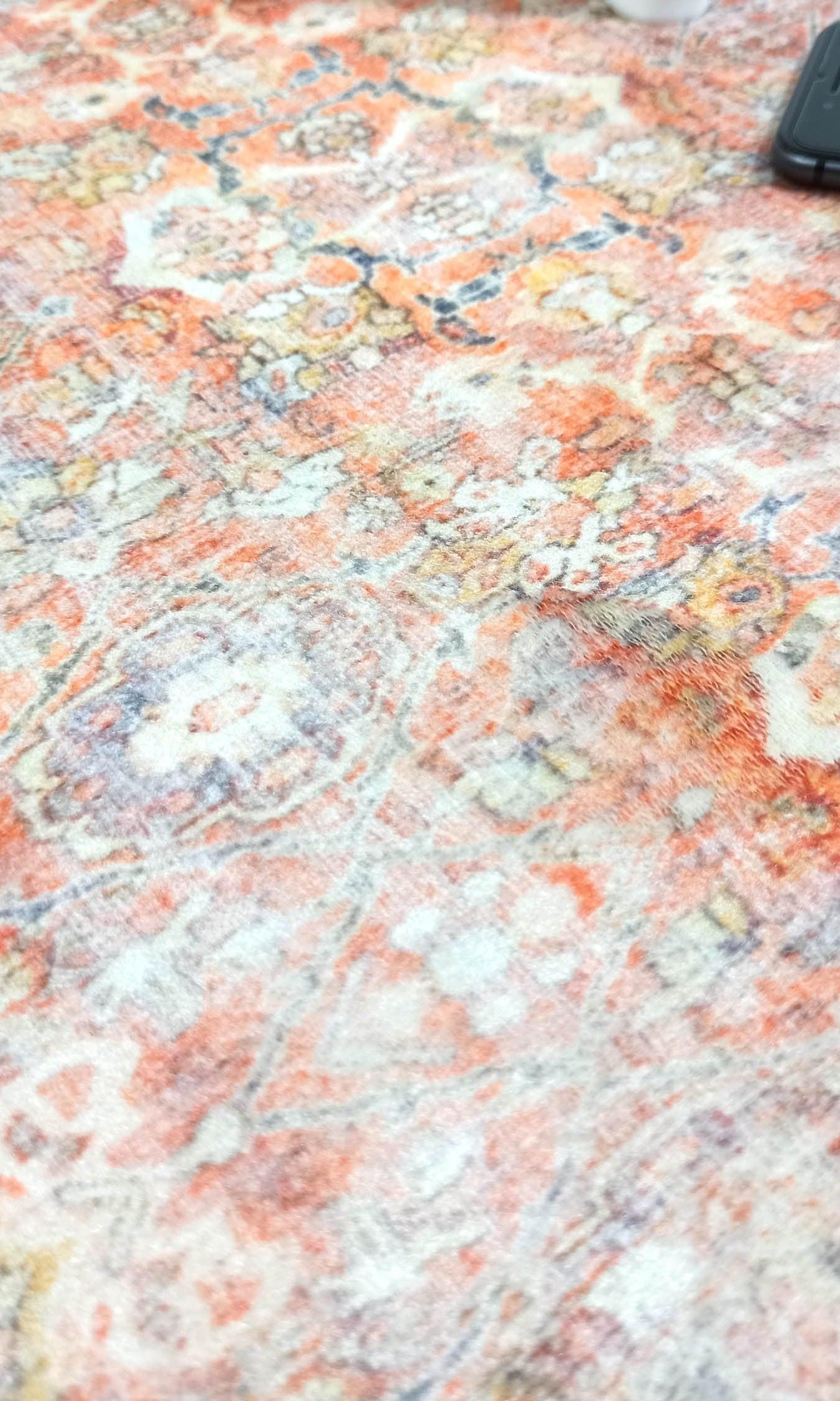 2x3 Persian Rug, Oriental Vintage Orange Terracotta Entryway Bedside Door Floor Mat Safe Non slip Bath Bedroom Kitchen Doormat Boho Soft Rug