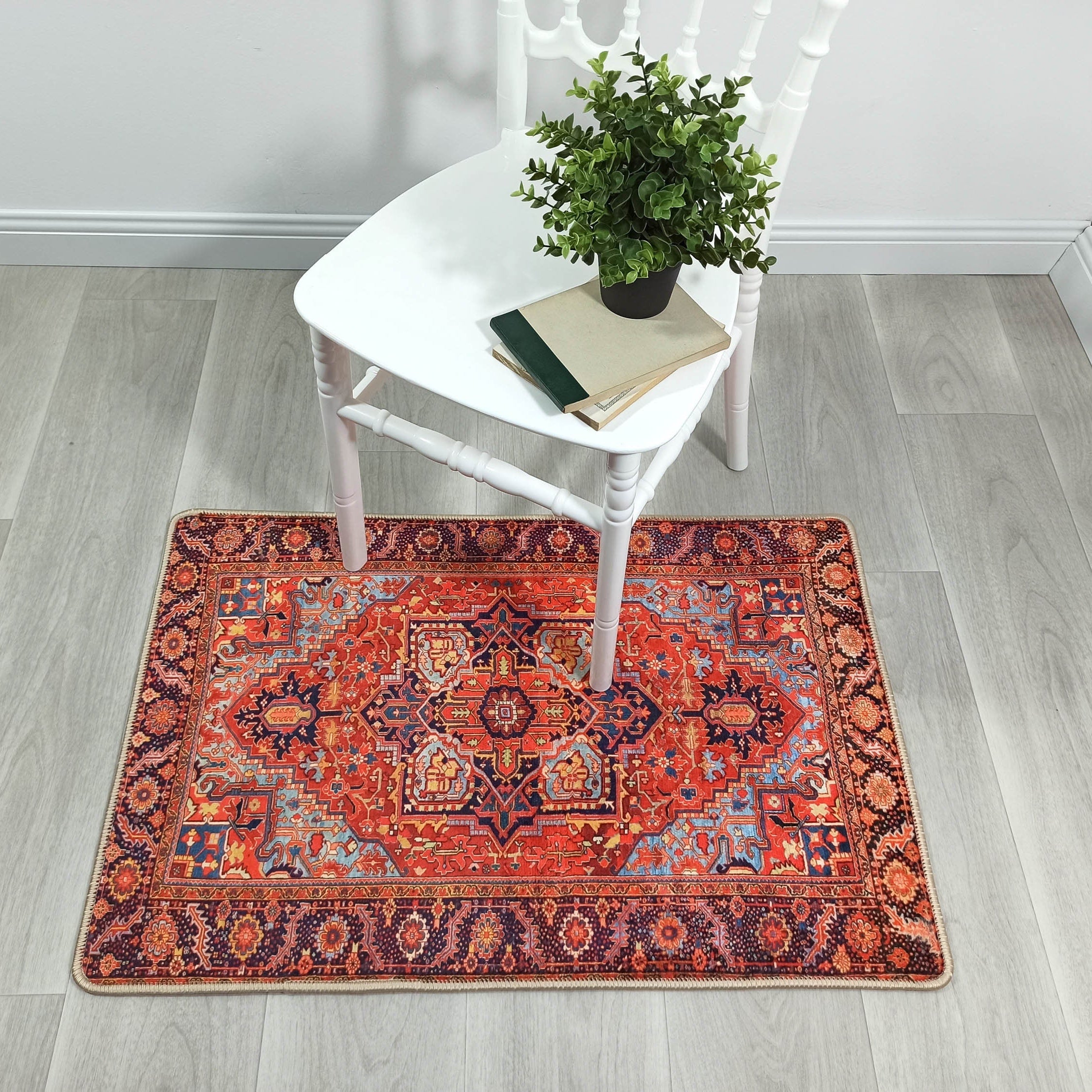 Gesina Red Coral Blue Turkish 2x3 Rug