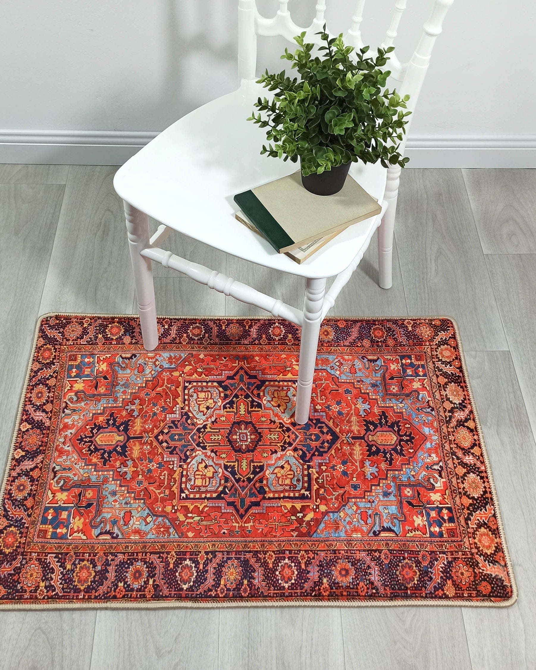 Gesina Red Coral Blue Turkish 2x3 Rug