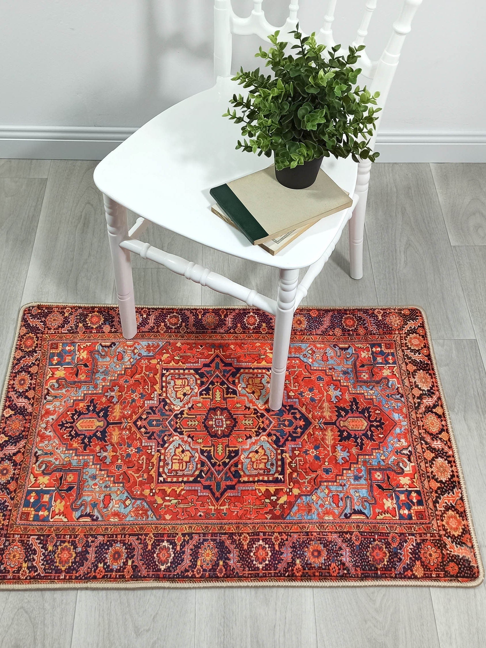 Gesina Red Coral Blue Turkish 2x3 Rug