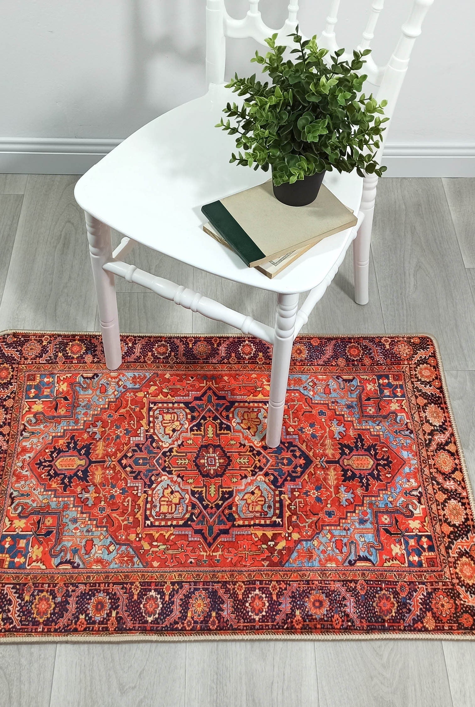 Gesina Red Coral Blue Turkish 2x3 Rug