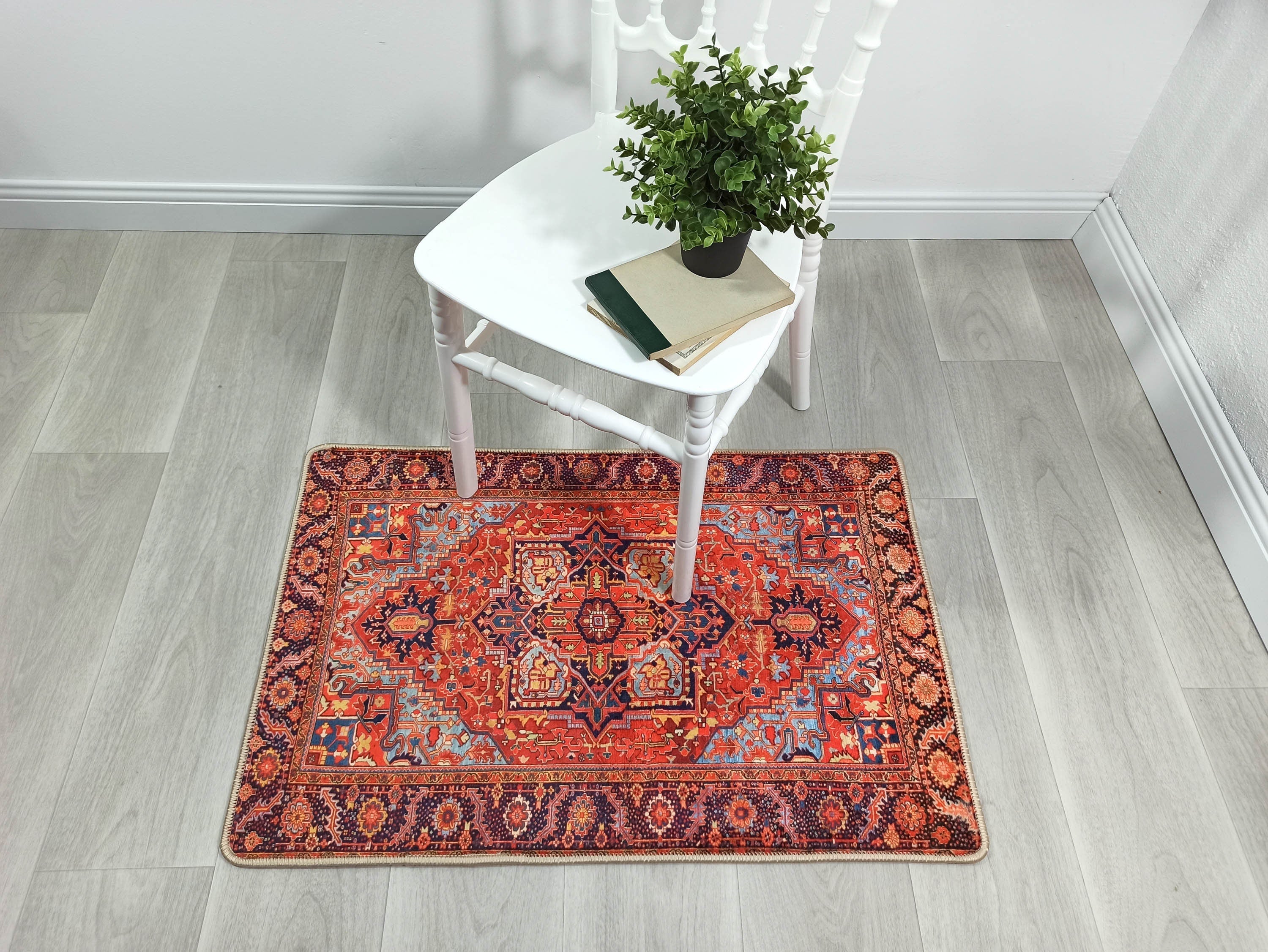 Gesina Red Coral Blue Turkish 2x3 Rug