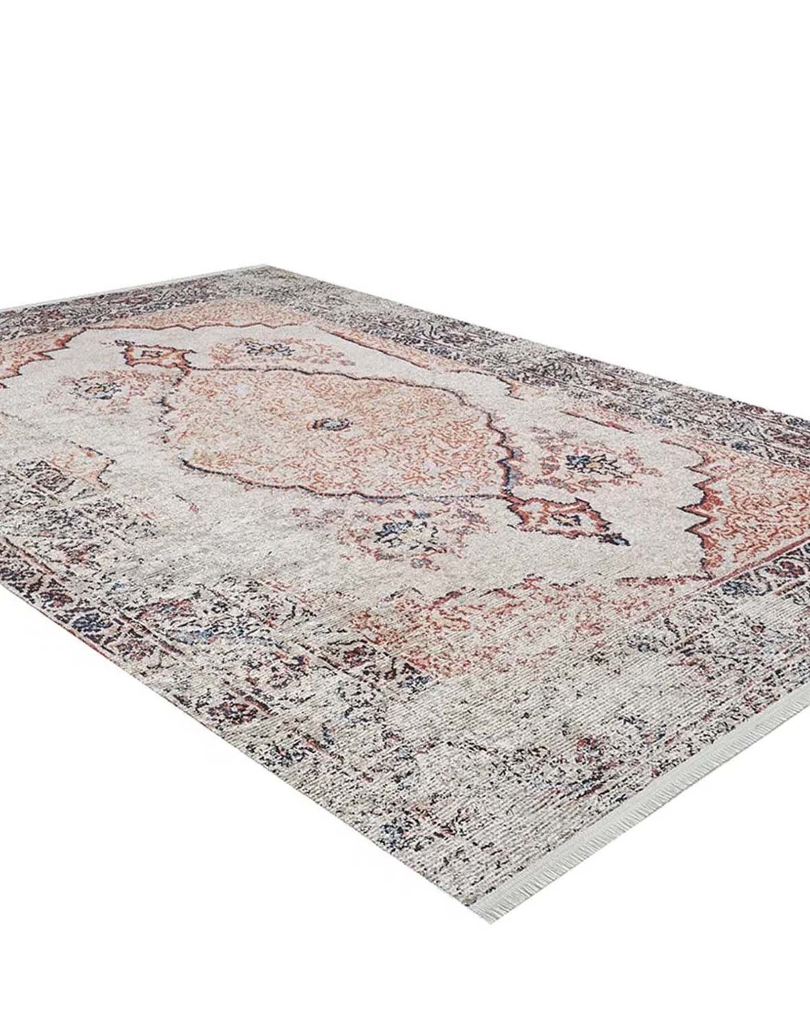 Tilly Distressed Beige Orange Turkish Rug