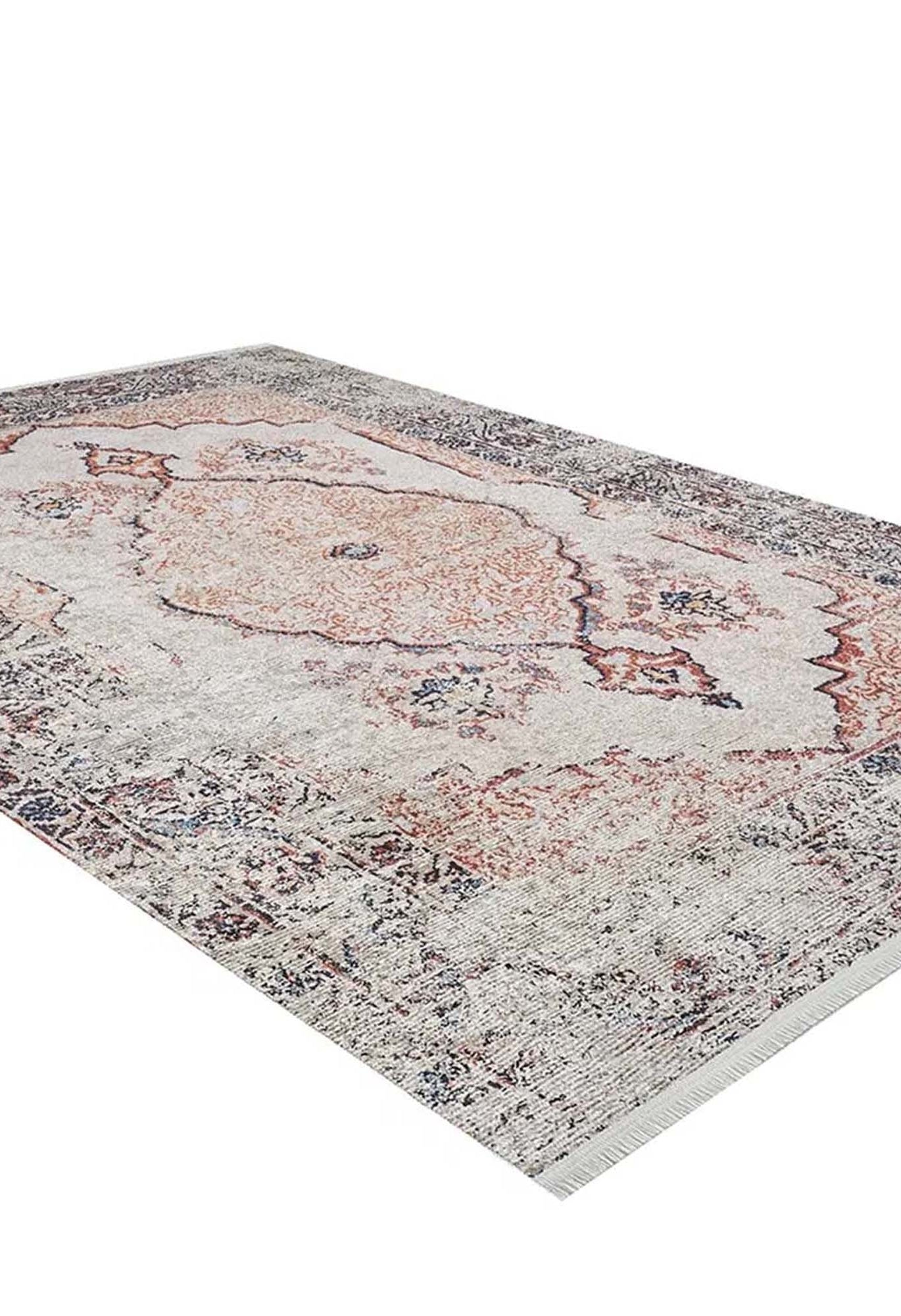 Tilly Distressed Beige Orange Turkish Rug