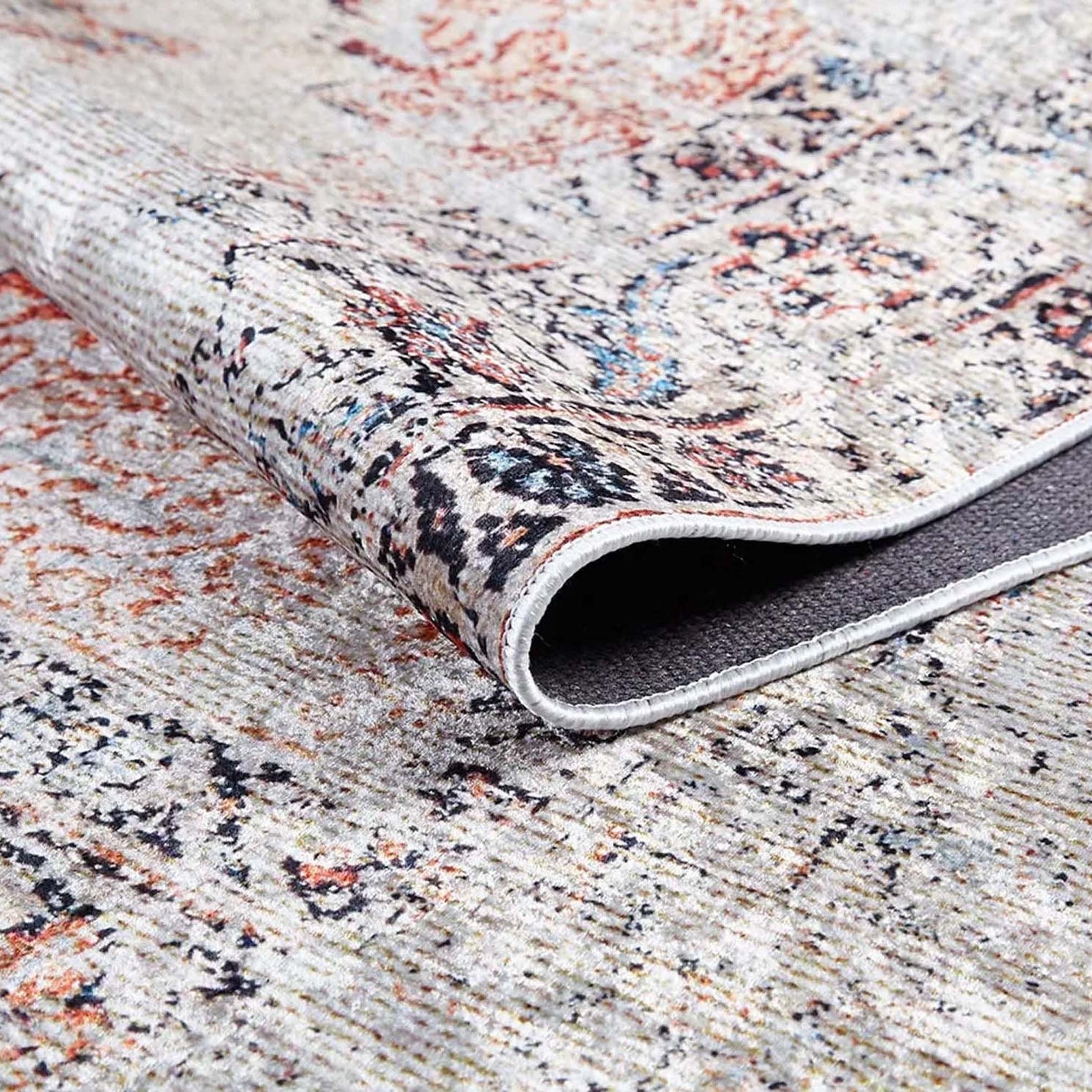 Tilly Distressed Beige Orange Turkish Rug