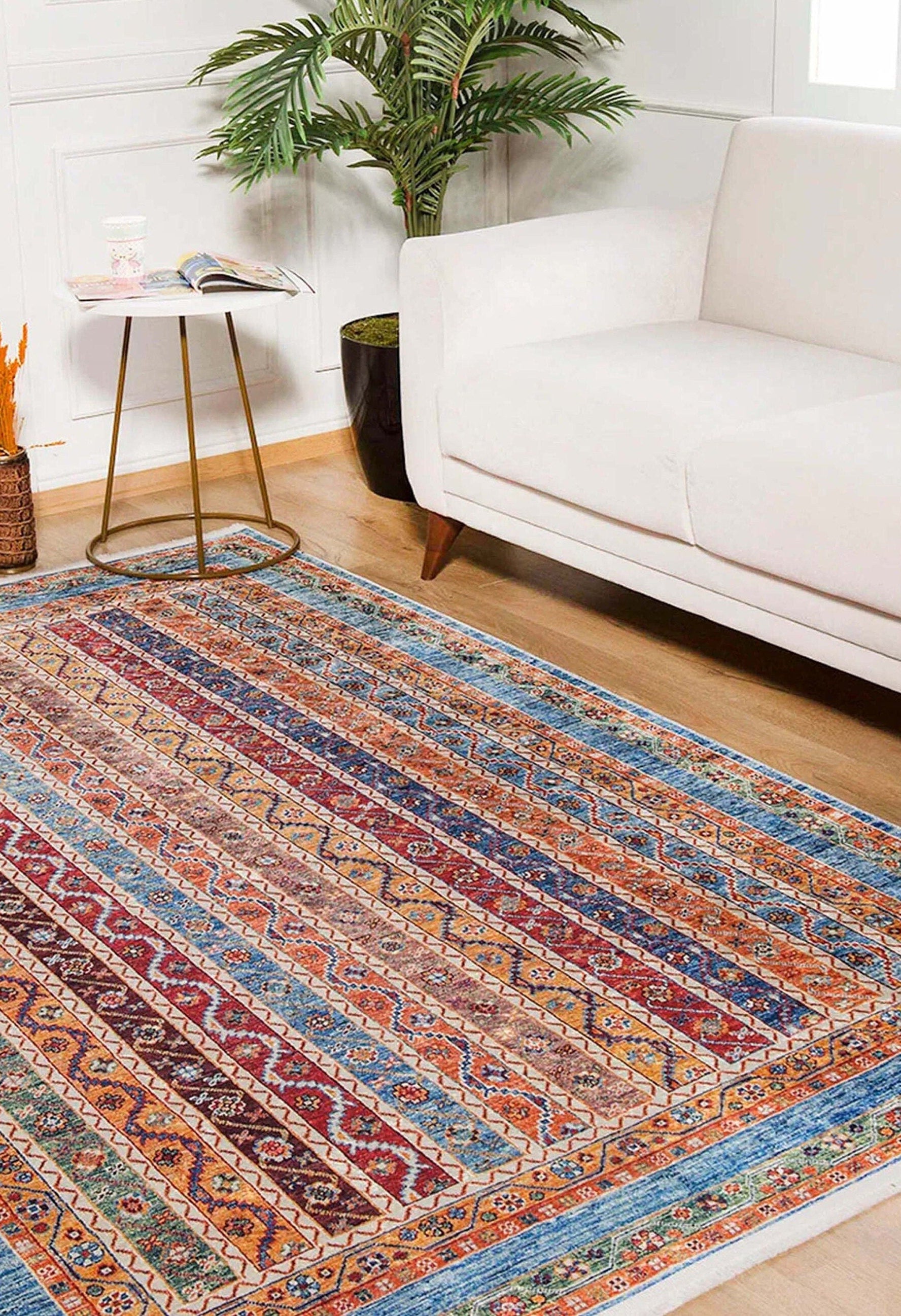 Lillian Colorful Striped Vintage Turkish Rug