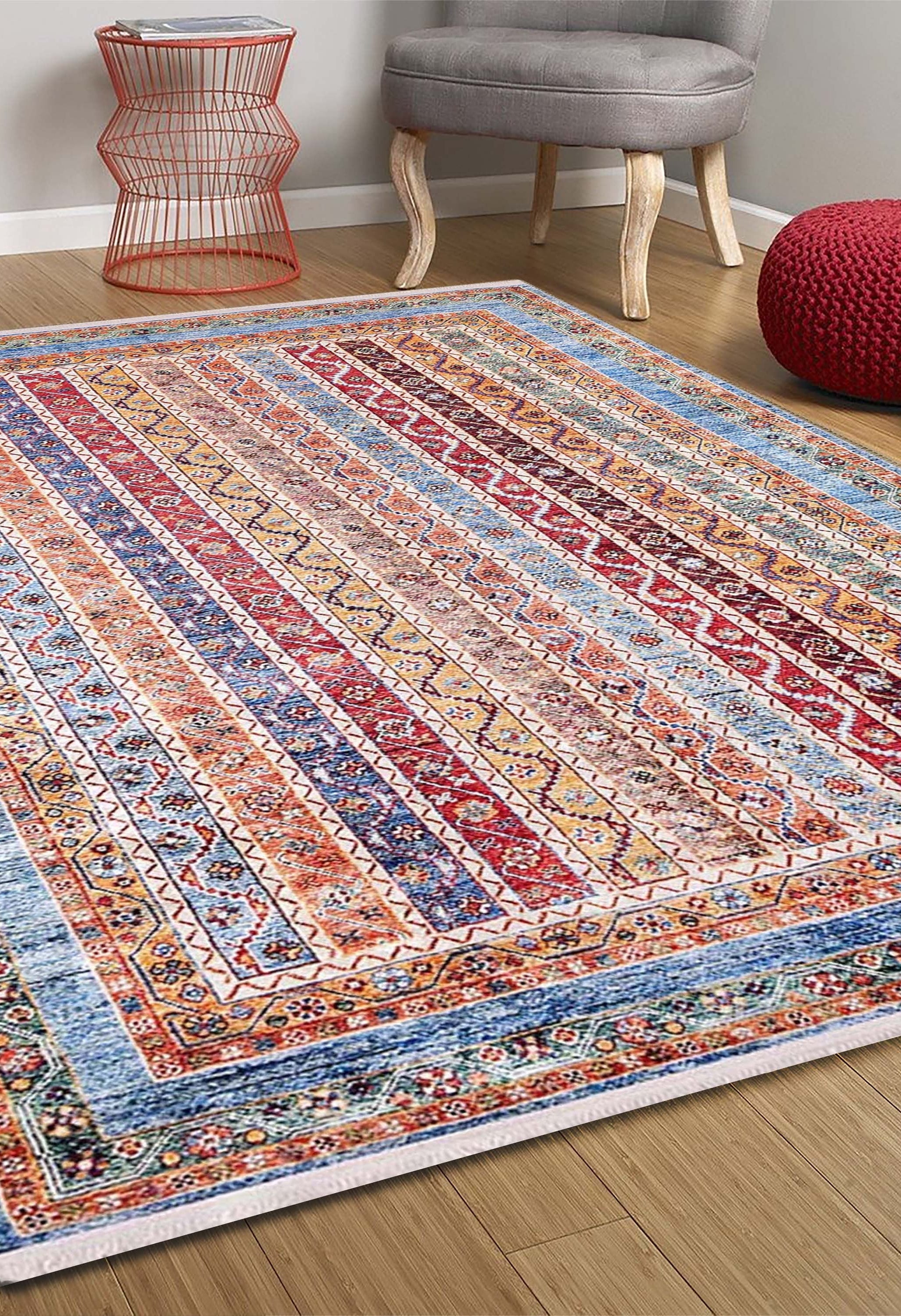 Lillian Colorful Striped Vintage Turkish Rug