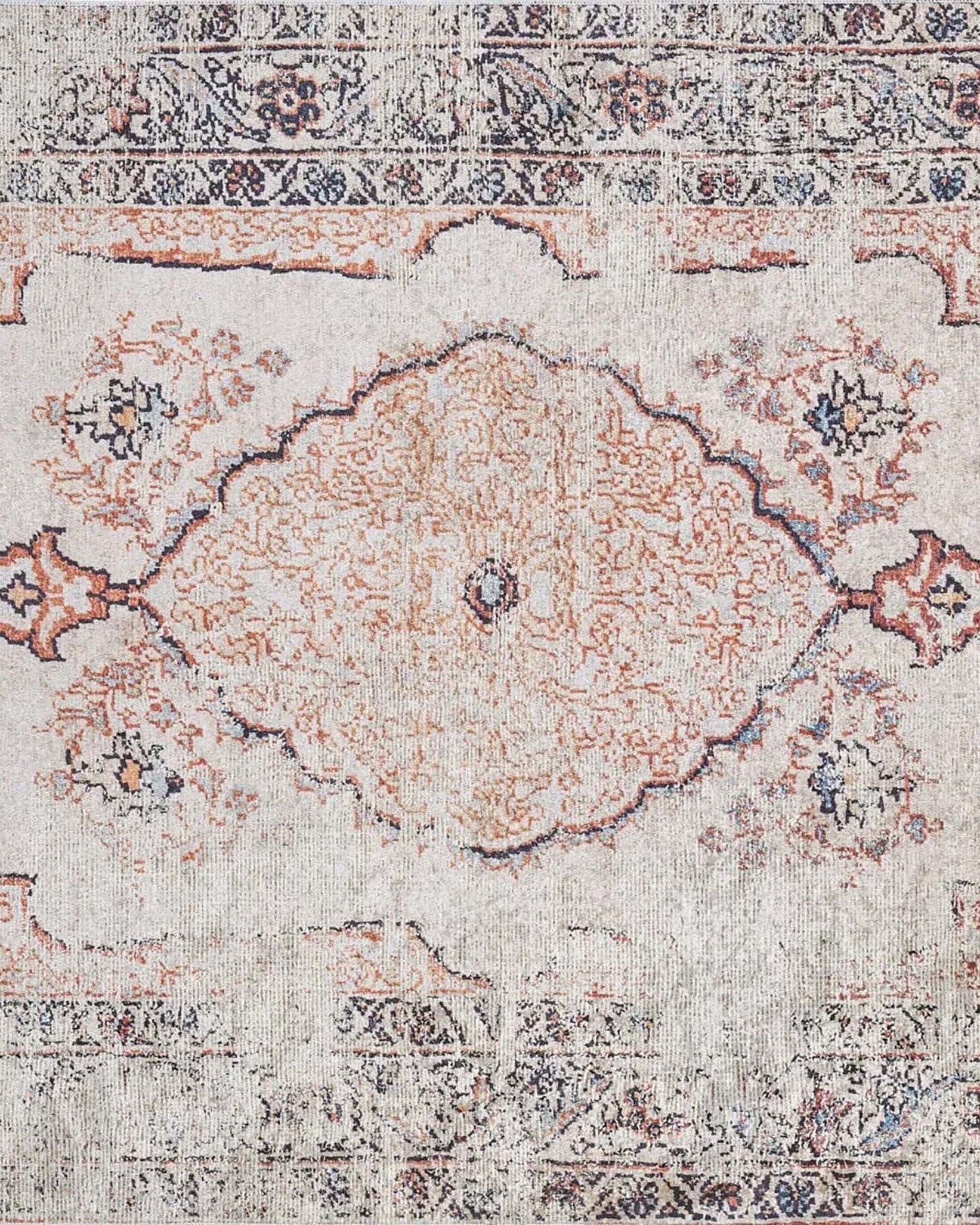 Tilly Distressed Beige Orange Turkish Rug