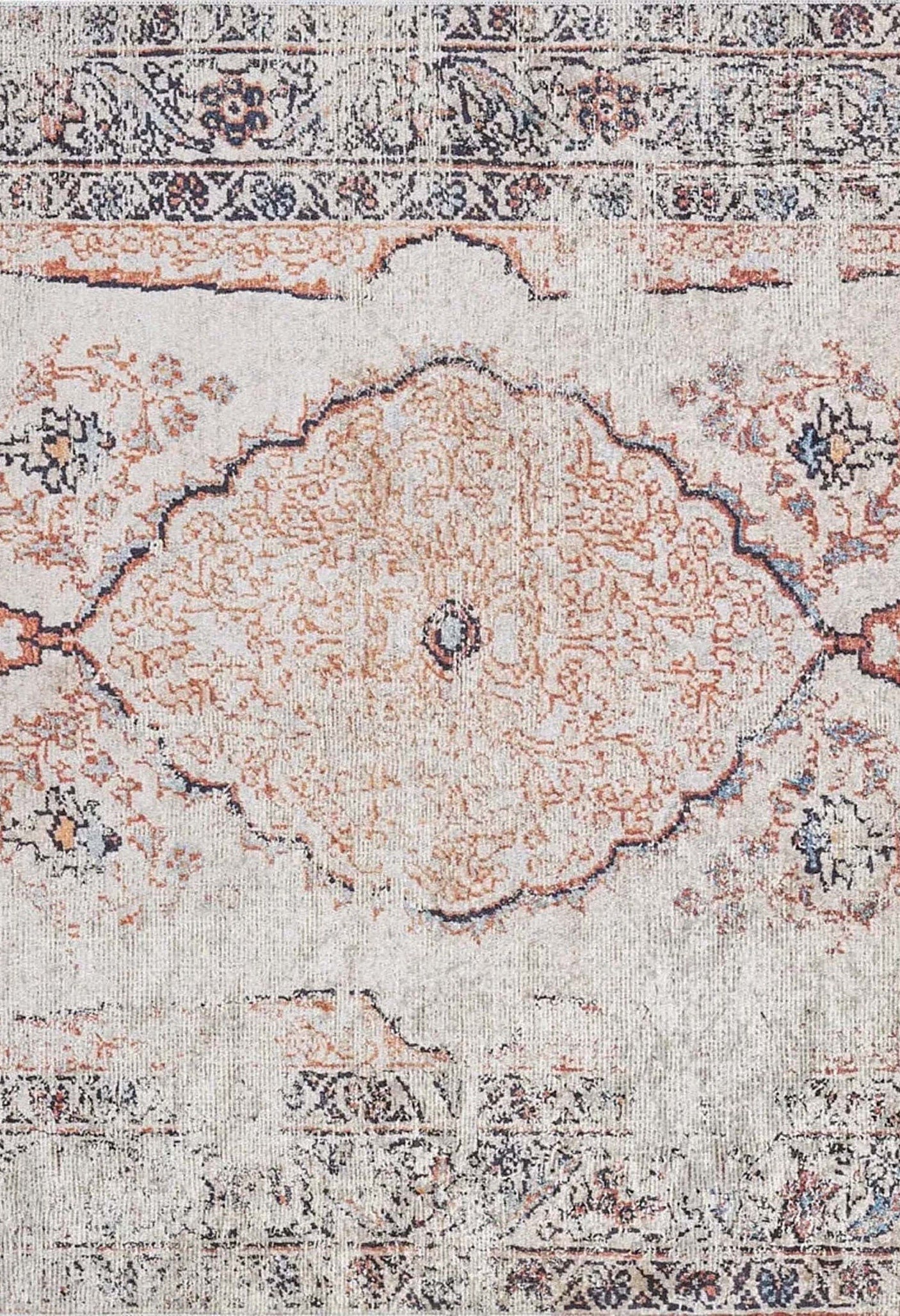 Tilly Distressed Beige Orange Turkish Rug