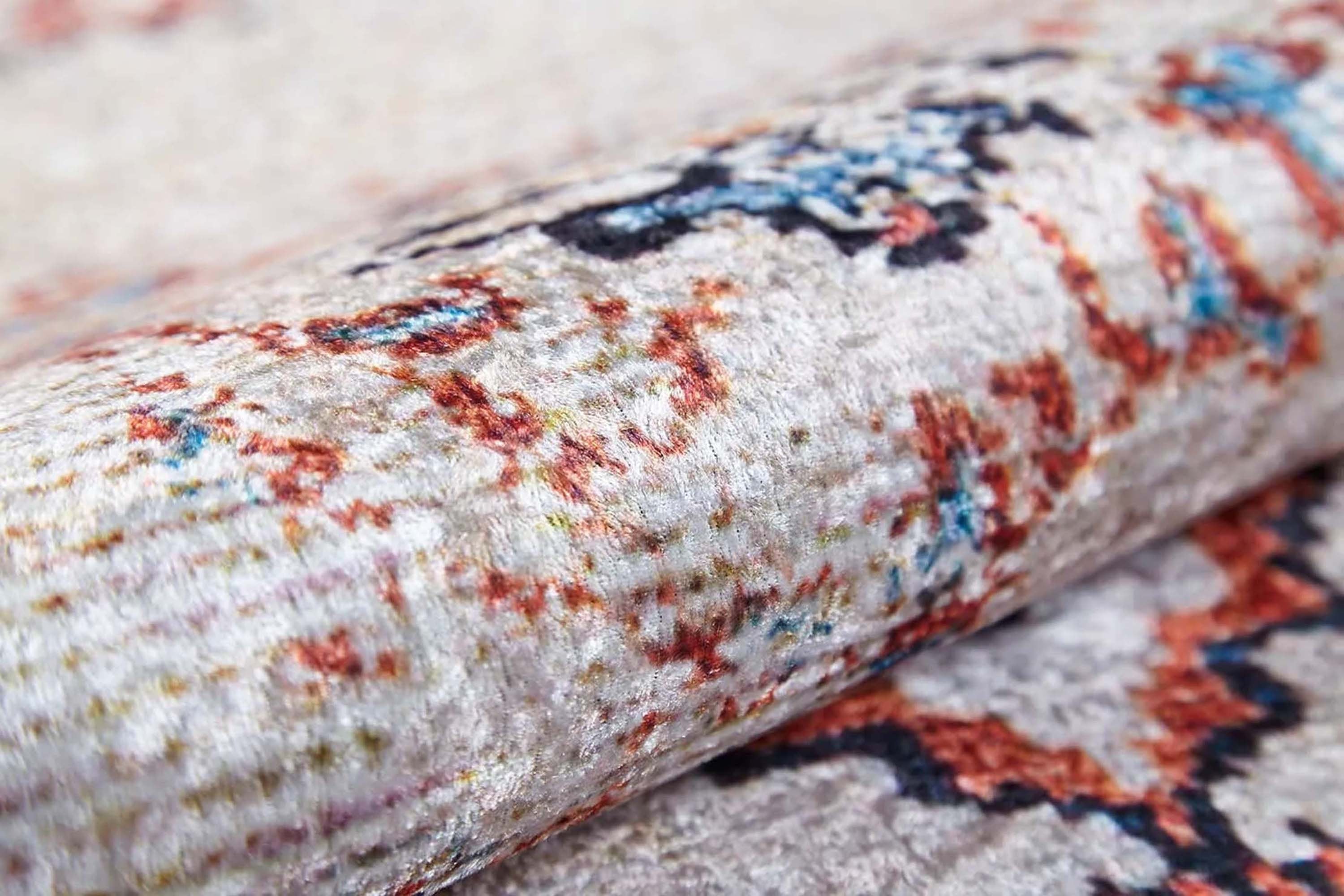 Tilly Distressed Beige Orange Turkish Rug