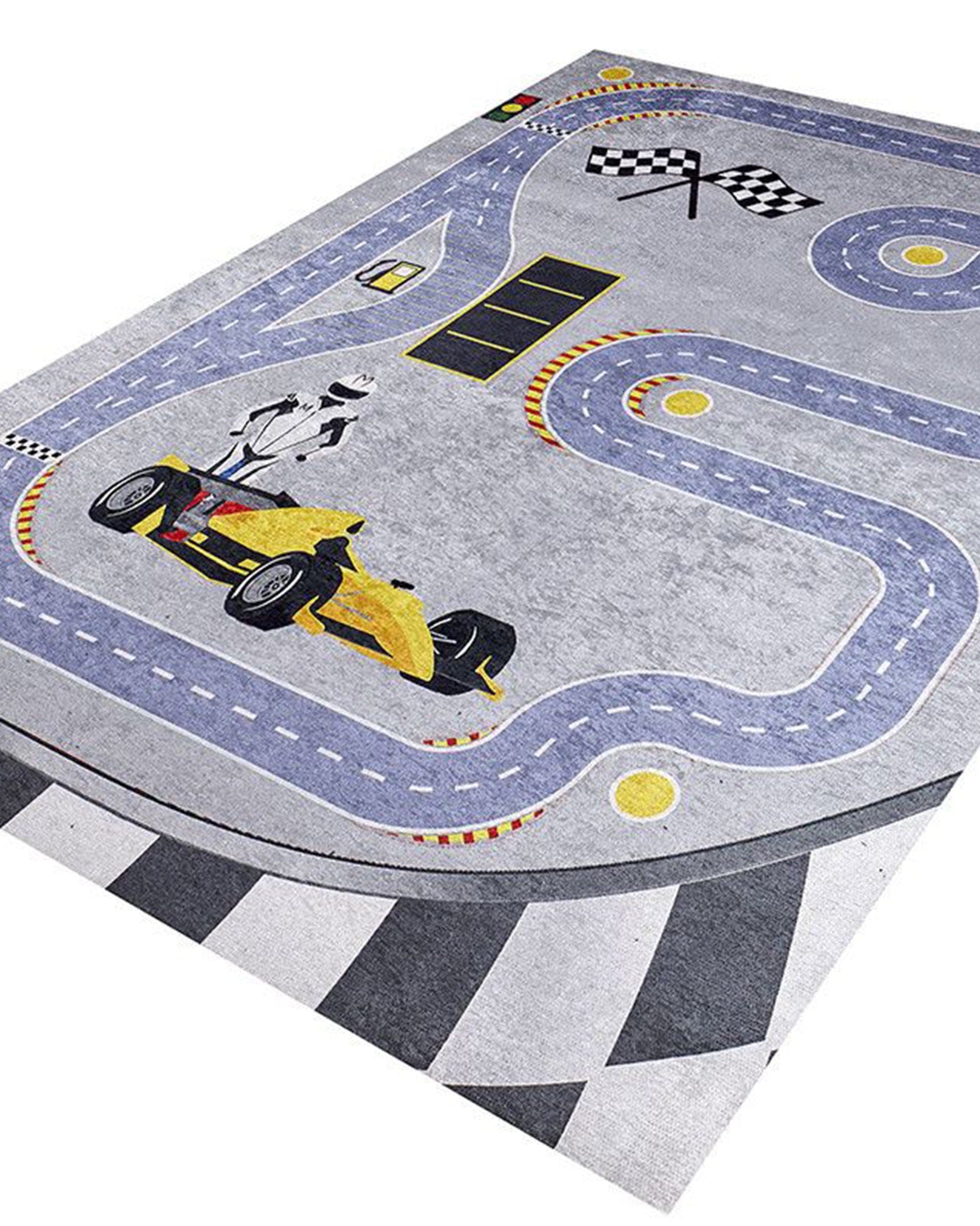 RoadF Traffic Map Kids Gray Play Rug