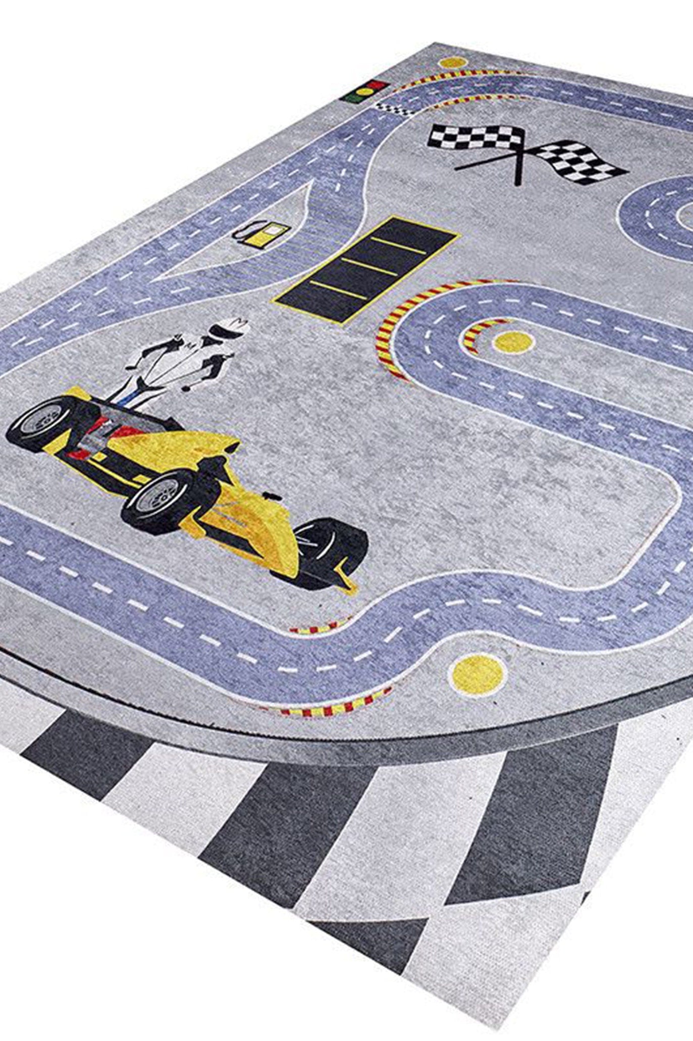 RoadF Traffic Map Kids Gray Play Rug