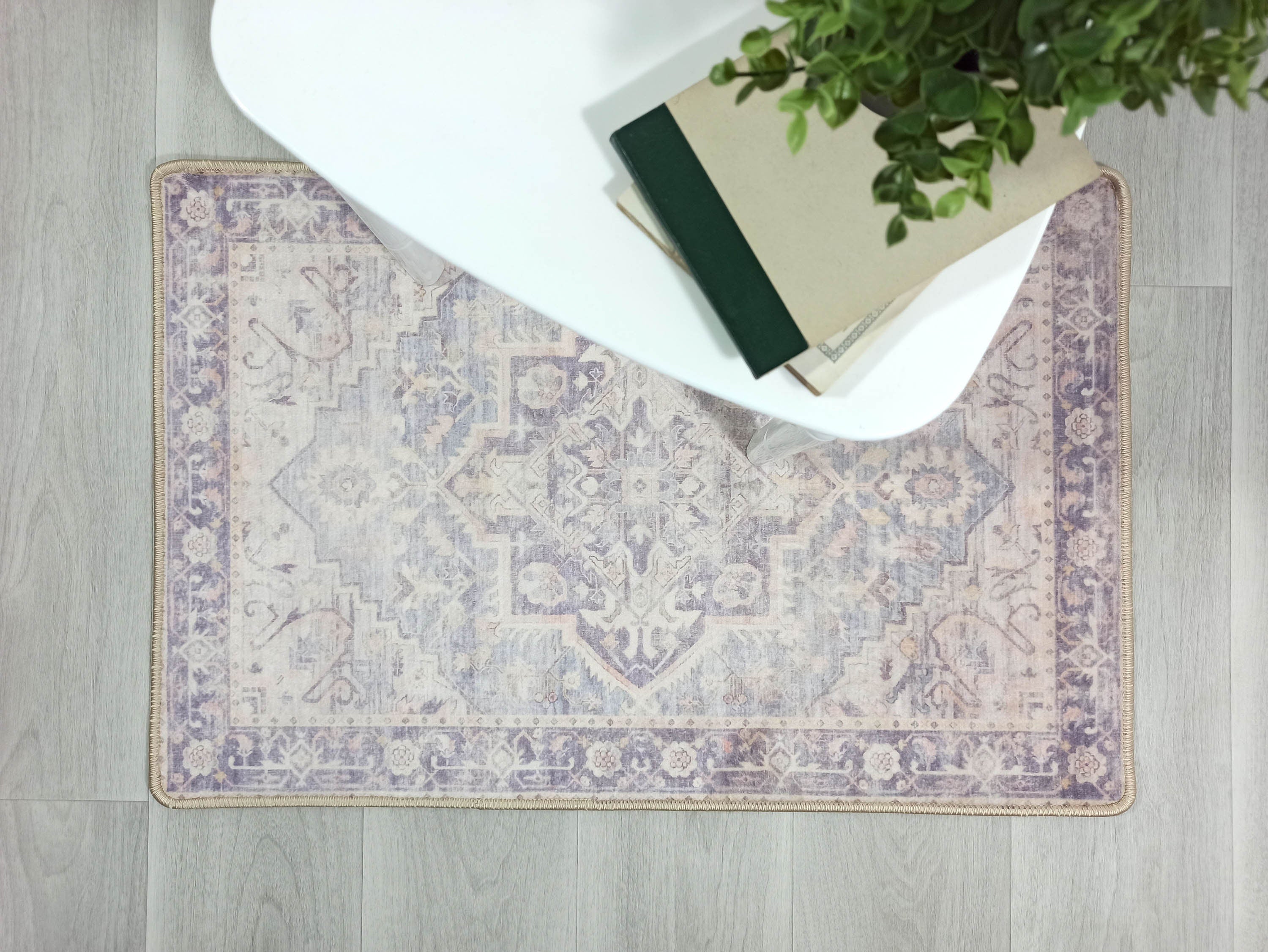 Mayven Neutral Beige Lavender Heriz Persian 2x3 Rug