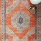 Turkish Vintage Rug, Bold Warm Shades of Orange Boho Eclectic Oriental Geometric Antique Persian Inspired Area Rugs Living room Bedroom Hall