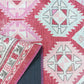 Pink Herki Vintage Rug, Shades of Rose Boho Luxury Oriental Geometric Diamond Pastel Turkish Inspired Area Rugs Living room Bedroom Hall
