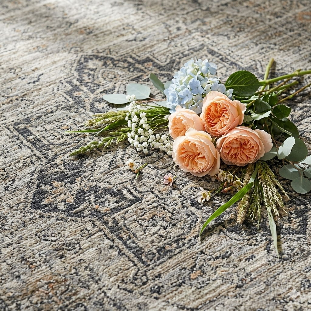 Close-up of a soft area rug showcasing its plush texture, luxurious feel, and cozy comfort underfoot.