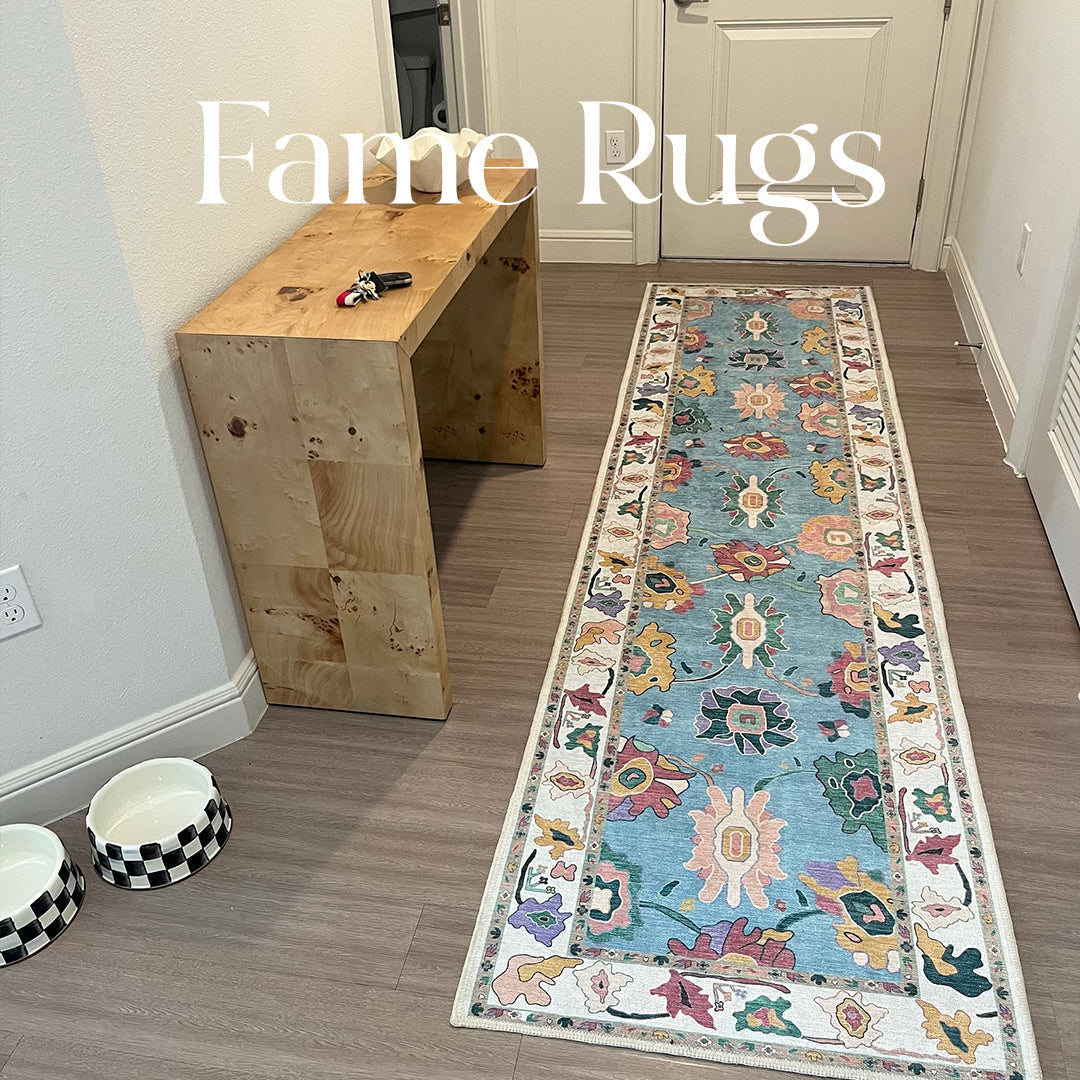 Colorful floral runner rug in a hallway adding a fresh and vibrant spring look