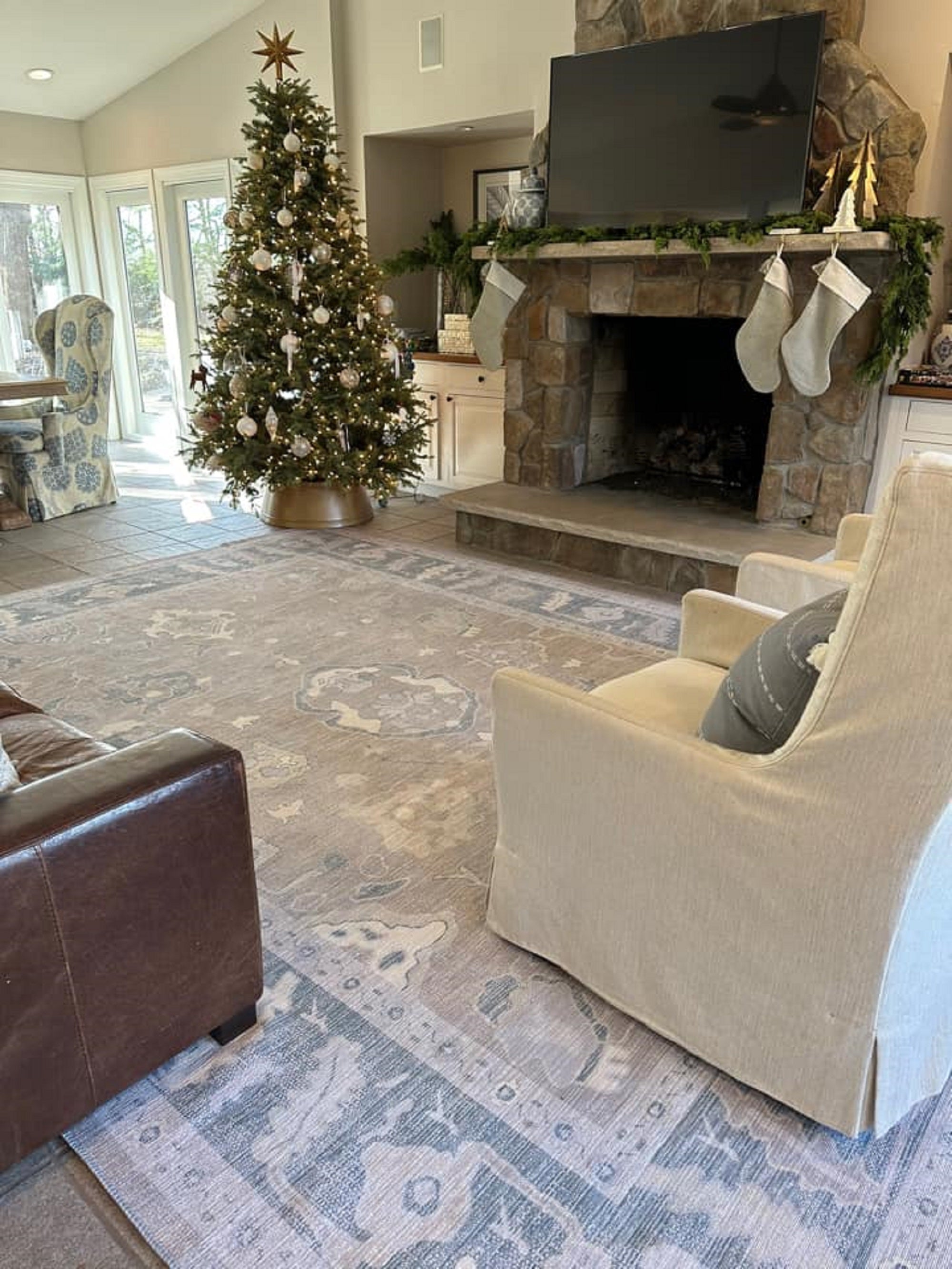 Gray area rug styled in a modern living room, creating a warm and balanced look without feeling cold or flat. 