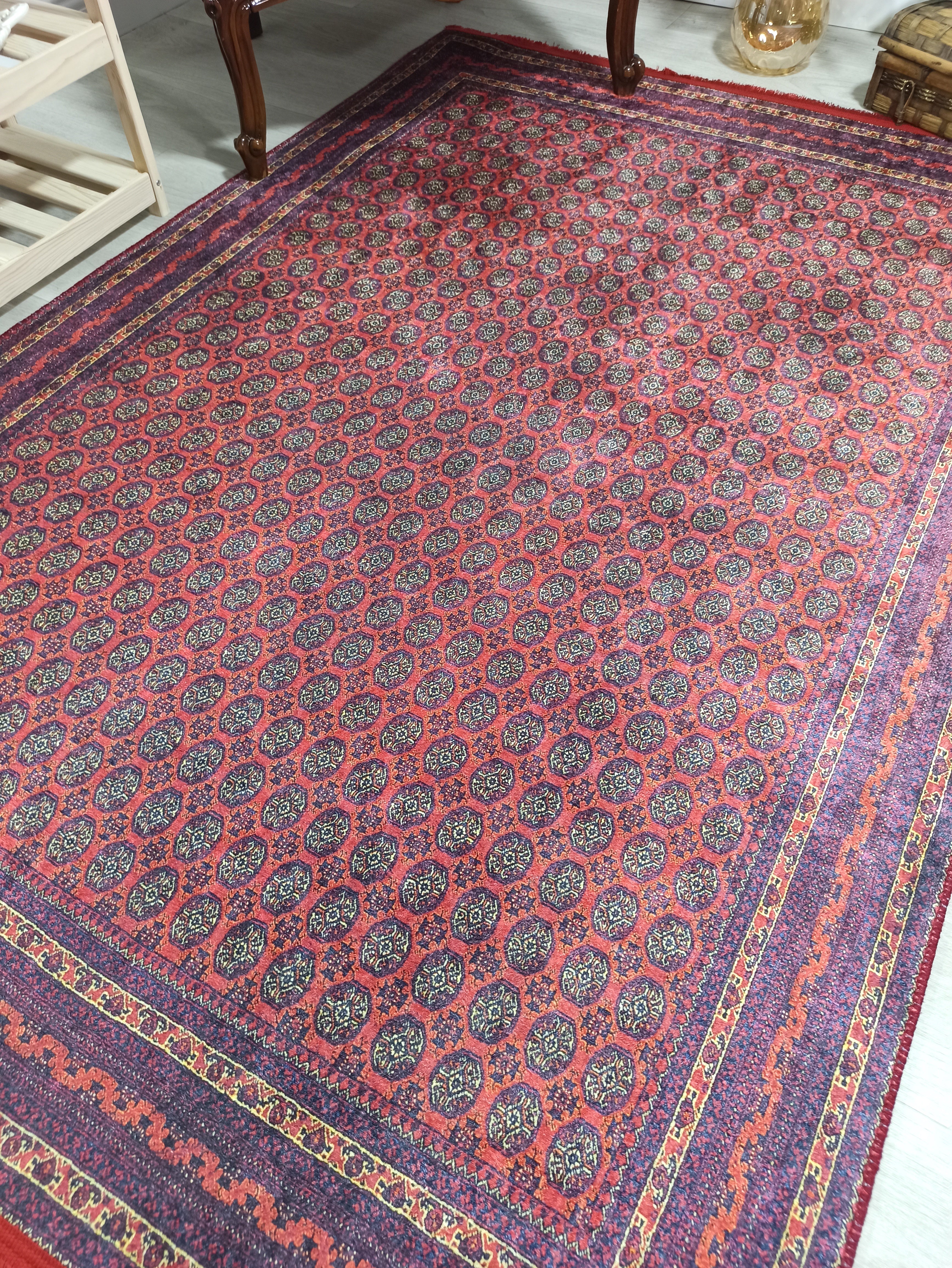 Turkish Kilim Muted Red Turkmen Style Vintage Rug