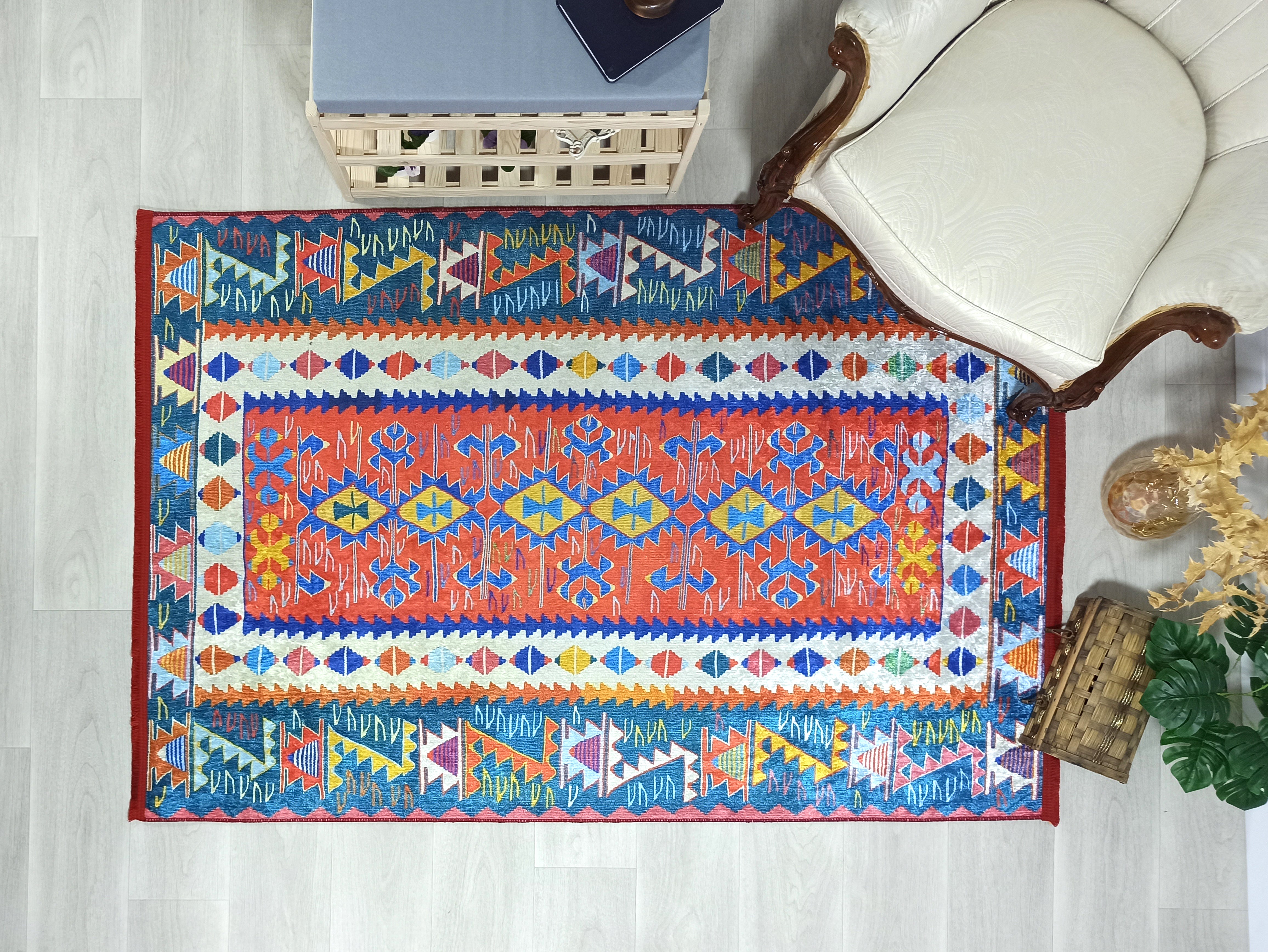 Kilim Style Runner &amp; Rug, Multi Color Rug, Modern Home Décor