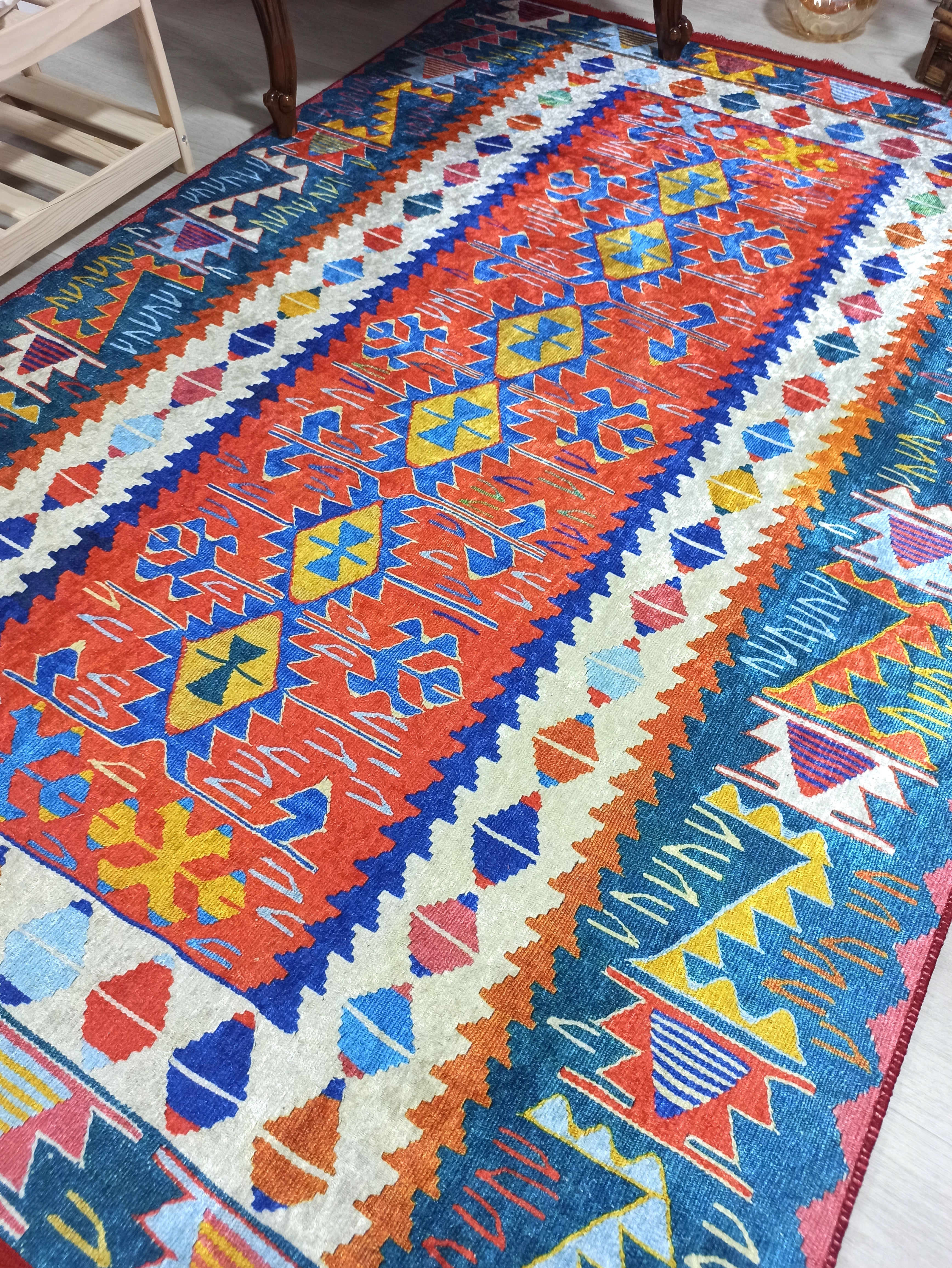Kilim Style Runner &amp; Rug, Multi Color Rug, Modern Home Décor