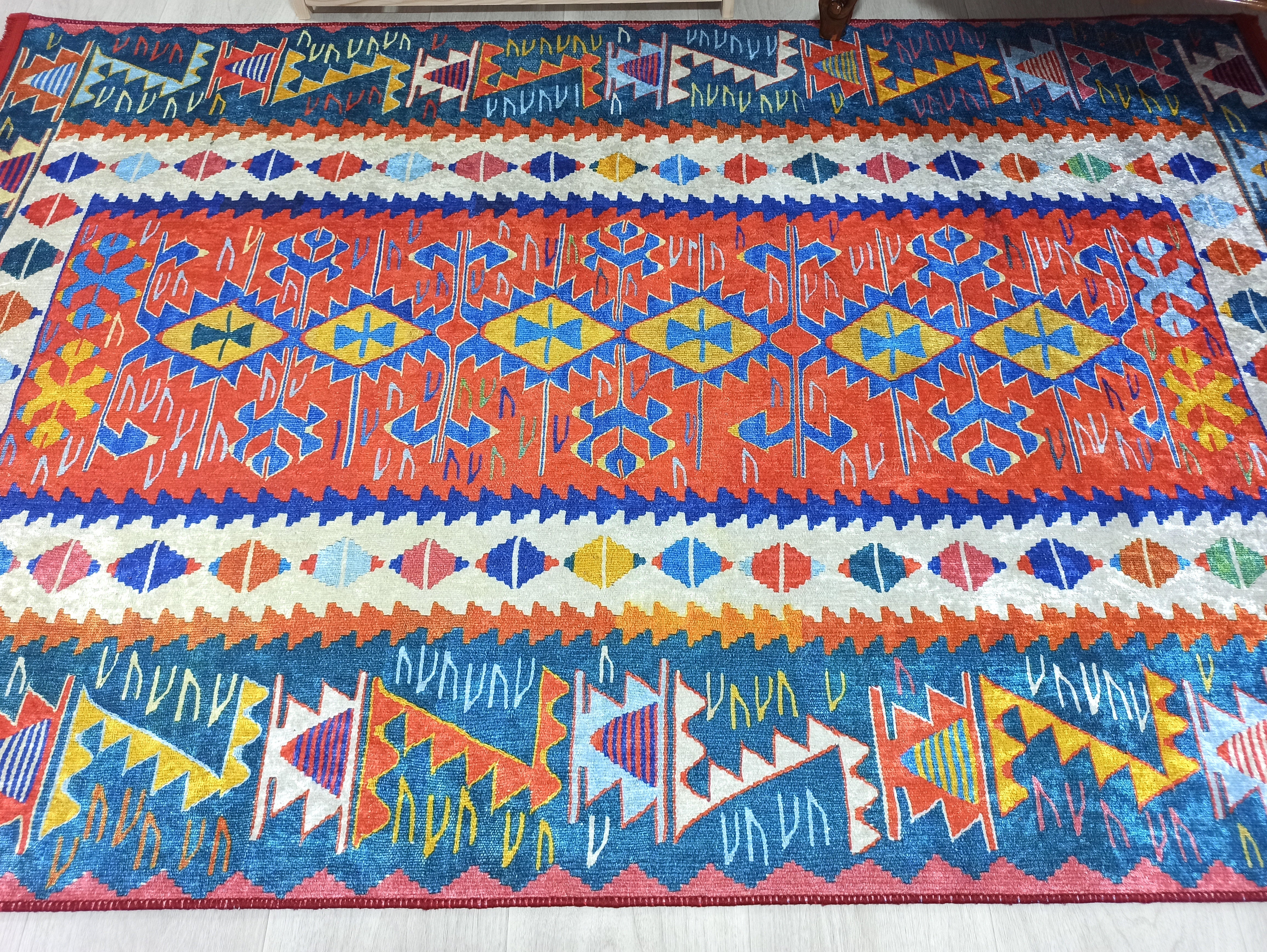 Kilim Style Runner &amp; Rug, Multi Color Rug, Modern Home Décor