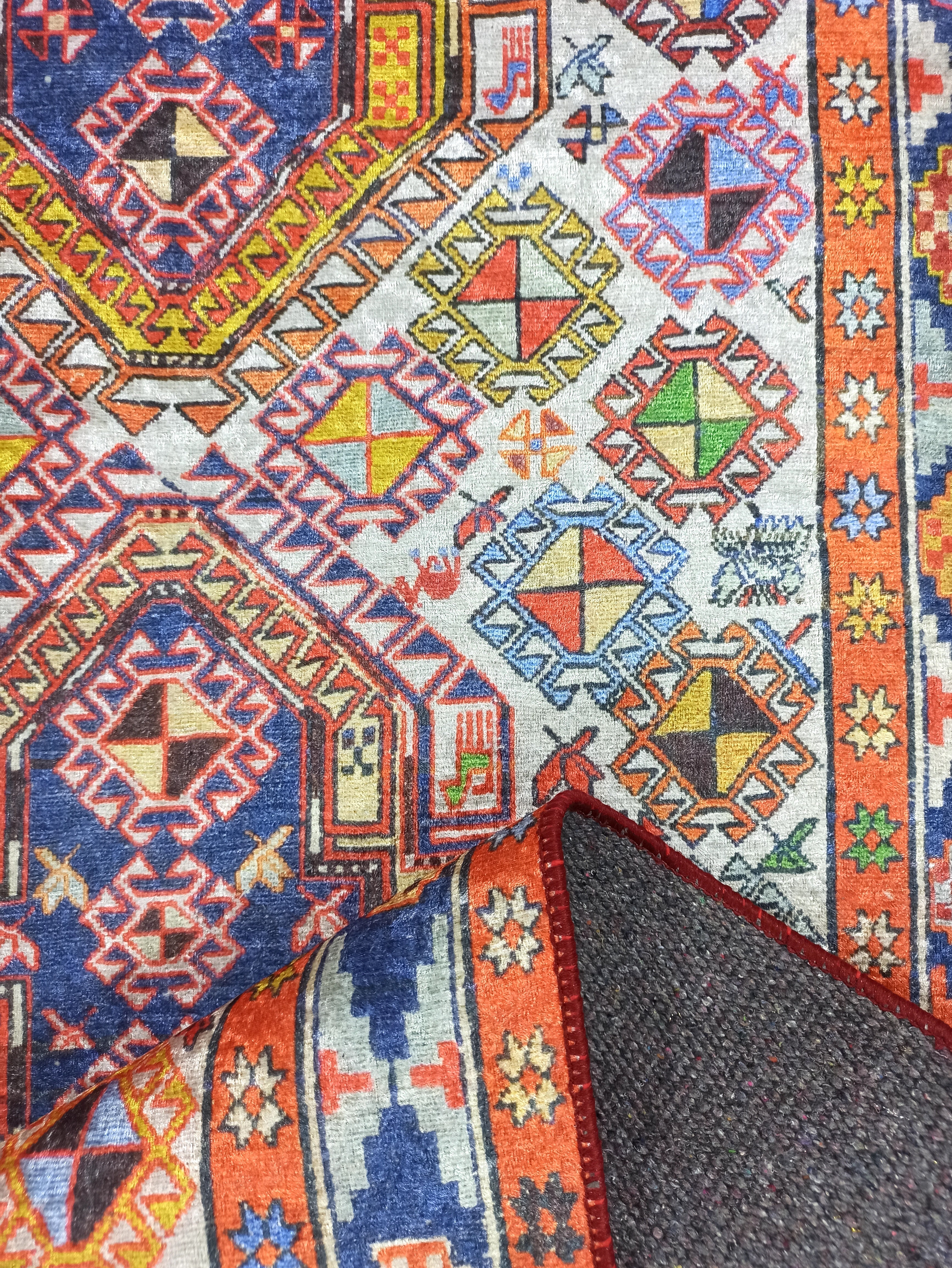 Persian Style Rug, Natural Ivory Colorful Vintage Rug