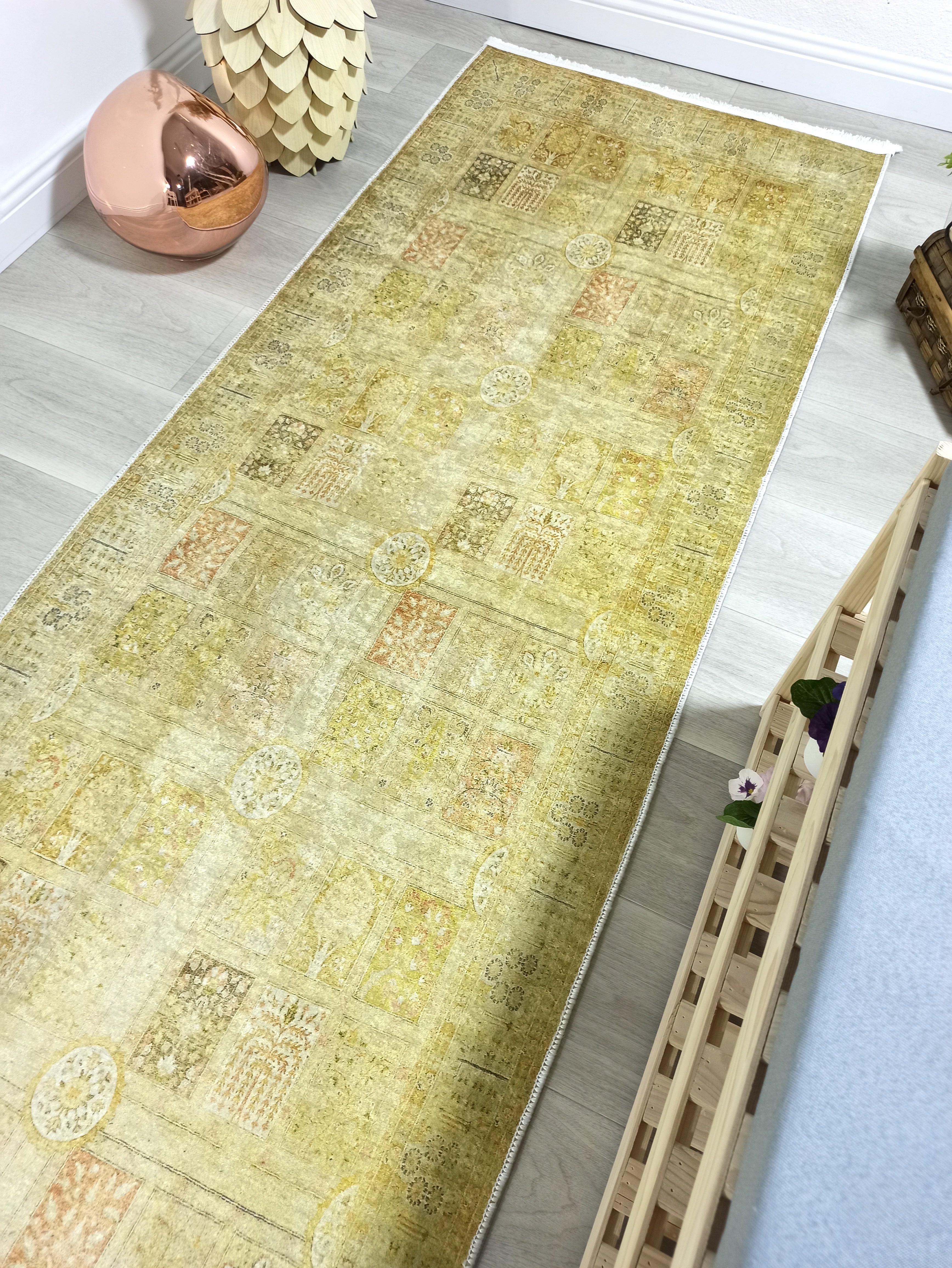 Yellow Style Vintage Rug, Home Décor Runner Area Rugs