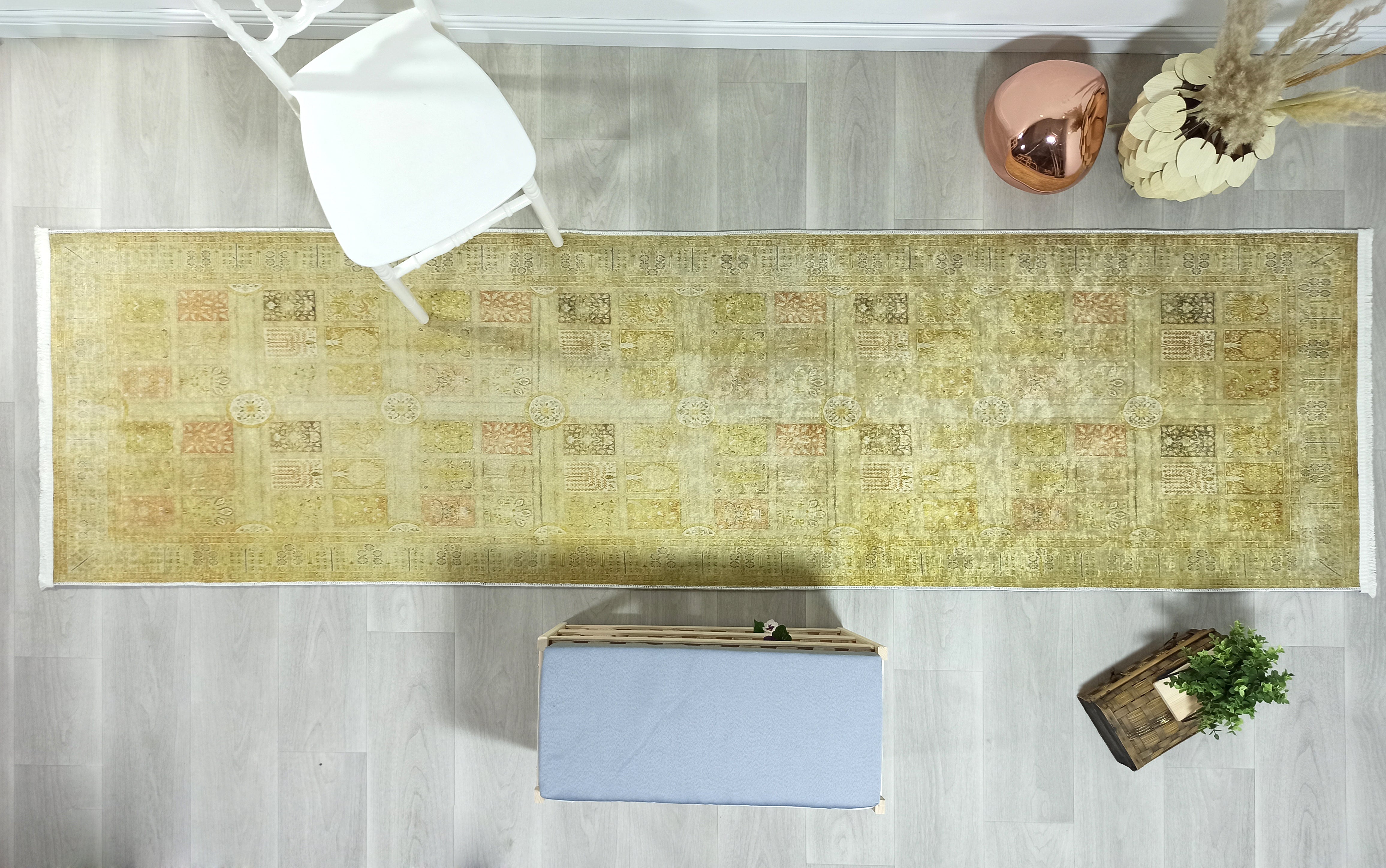 Yellow Style Vintage Rug, Home Décor Runner Area Rugs