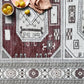 Modern Turkish Rug, Pastel Vintage Inspired Geometric Cream Red Oversized Area Rugs Luxury Oriental Geometric Diamond Turkish Inspired Area Rugs Living room Bedroom Hall