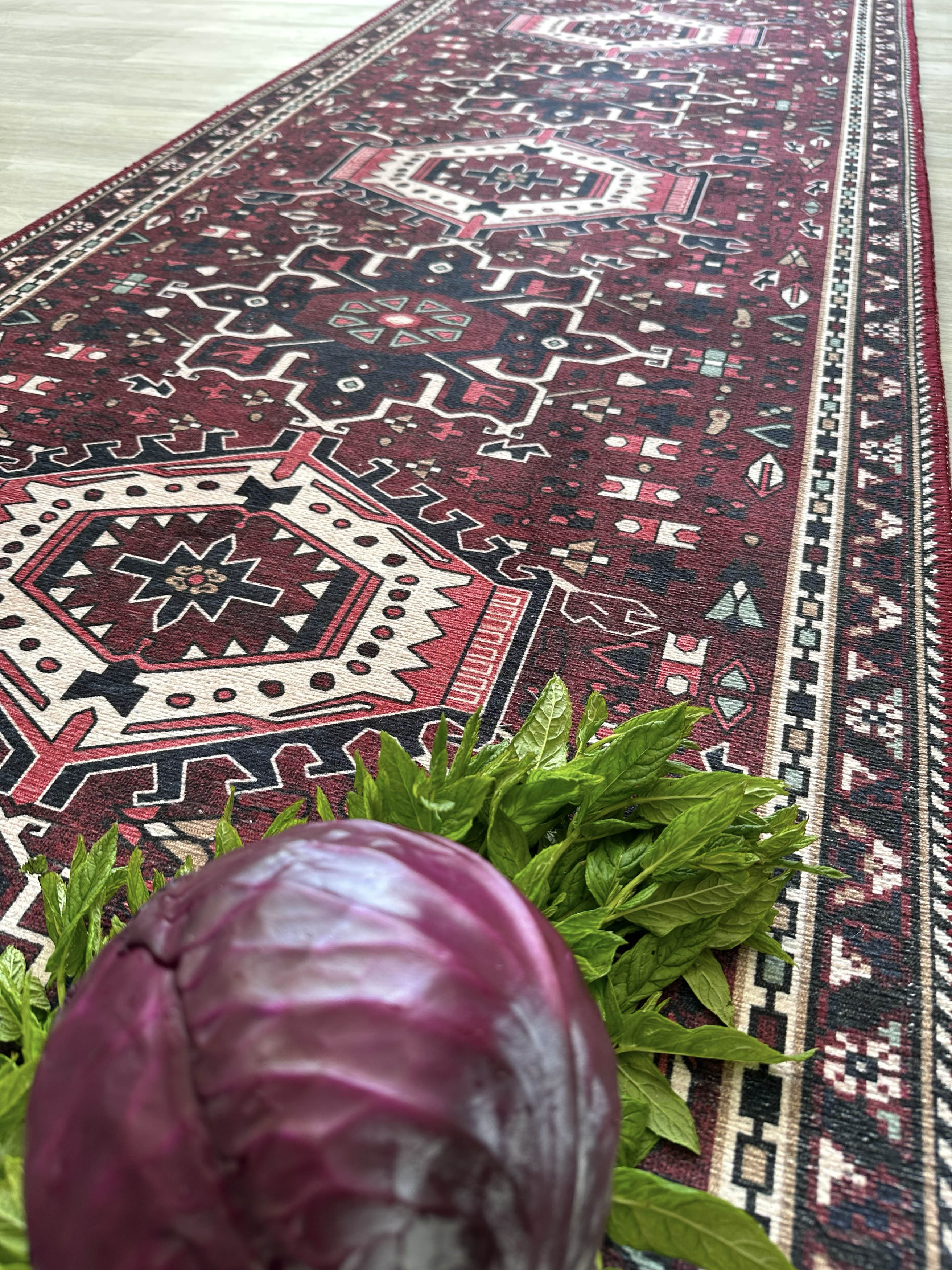 Elodie Red Burgundy Heriz Persian Rug